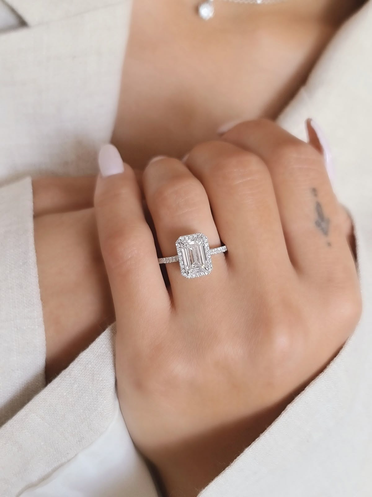 Emerald Cut Lab Diamond Rings
