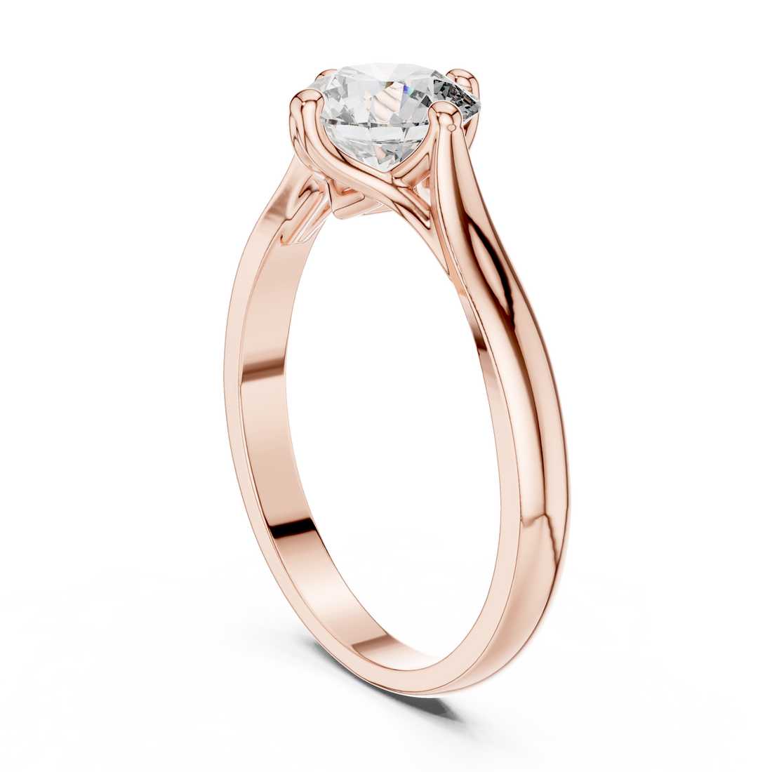 Round Cut Diamond Solitaire Ring with Classic Collet Setting