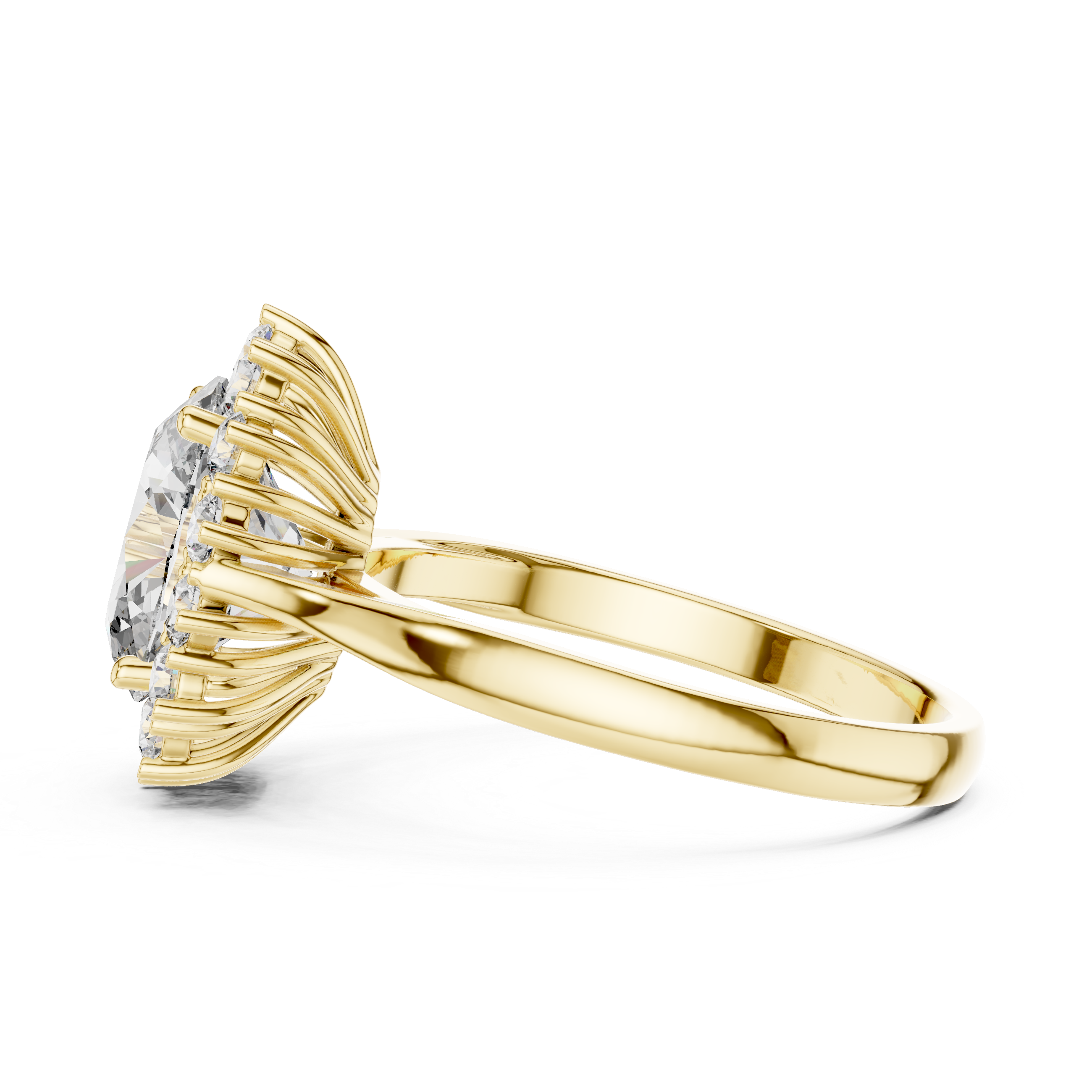 Oval Cut Diamond Halo Ring with Round Brilliant Accents