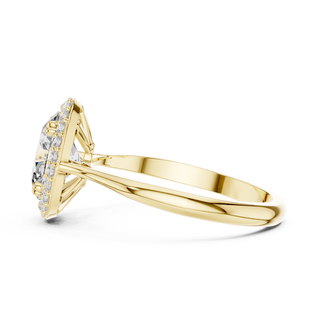 Oval Cut Diamond Halo Engagement Ring with Brilliant Pavé Accents