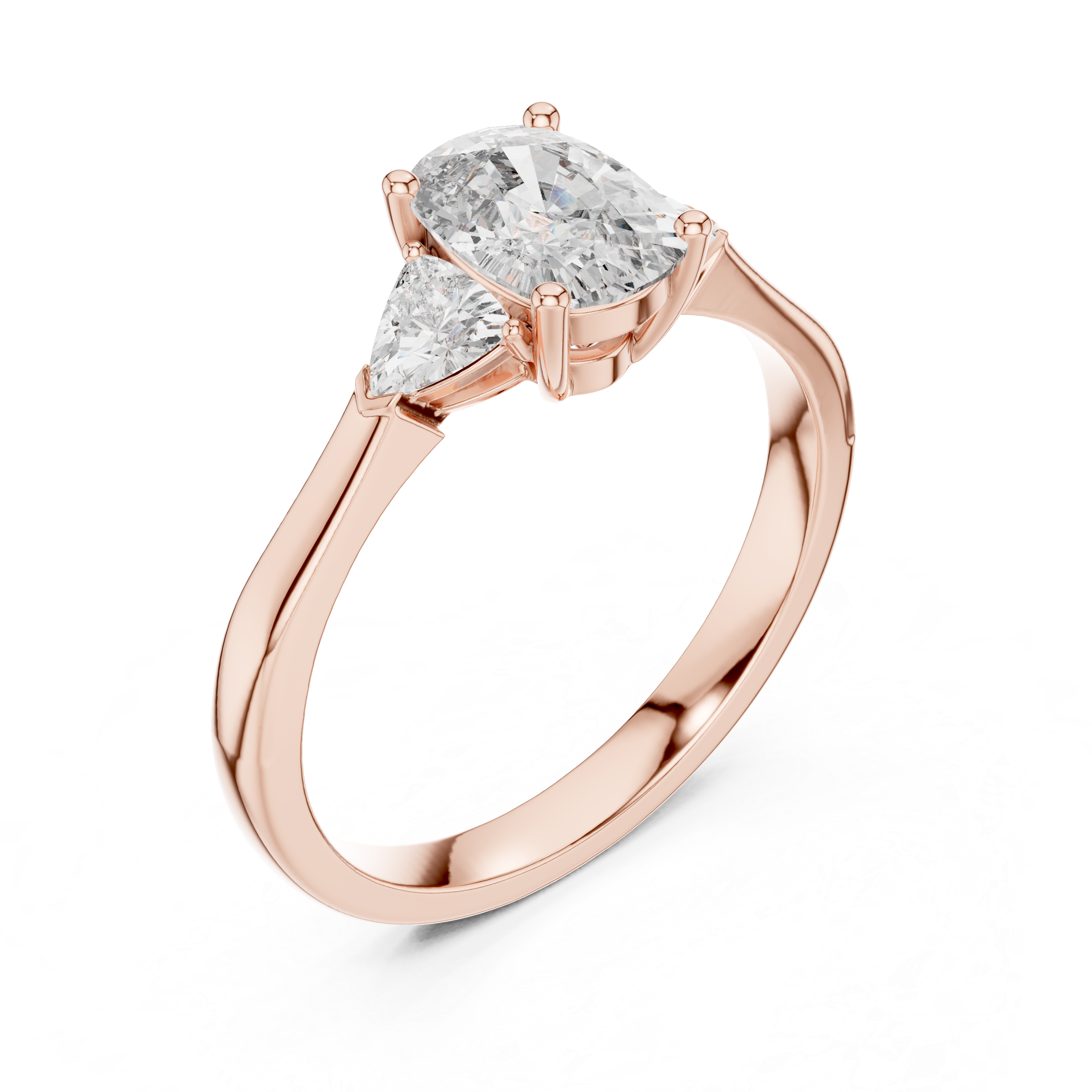 Cushion Cut Diamond Three Stone Ring with Trillion Side Stones