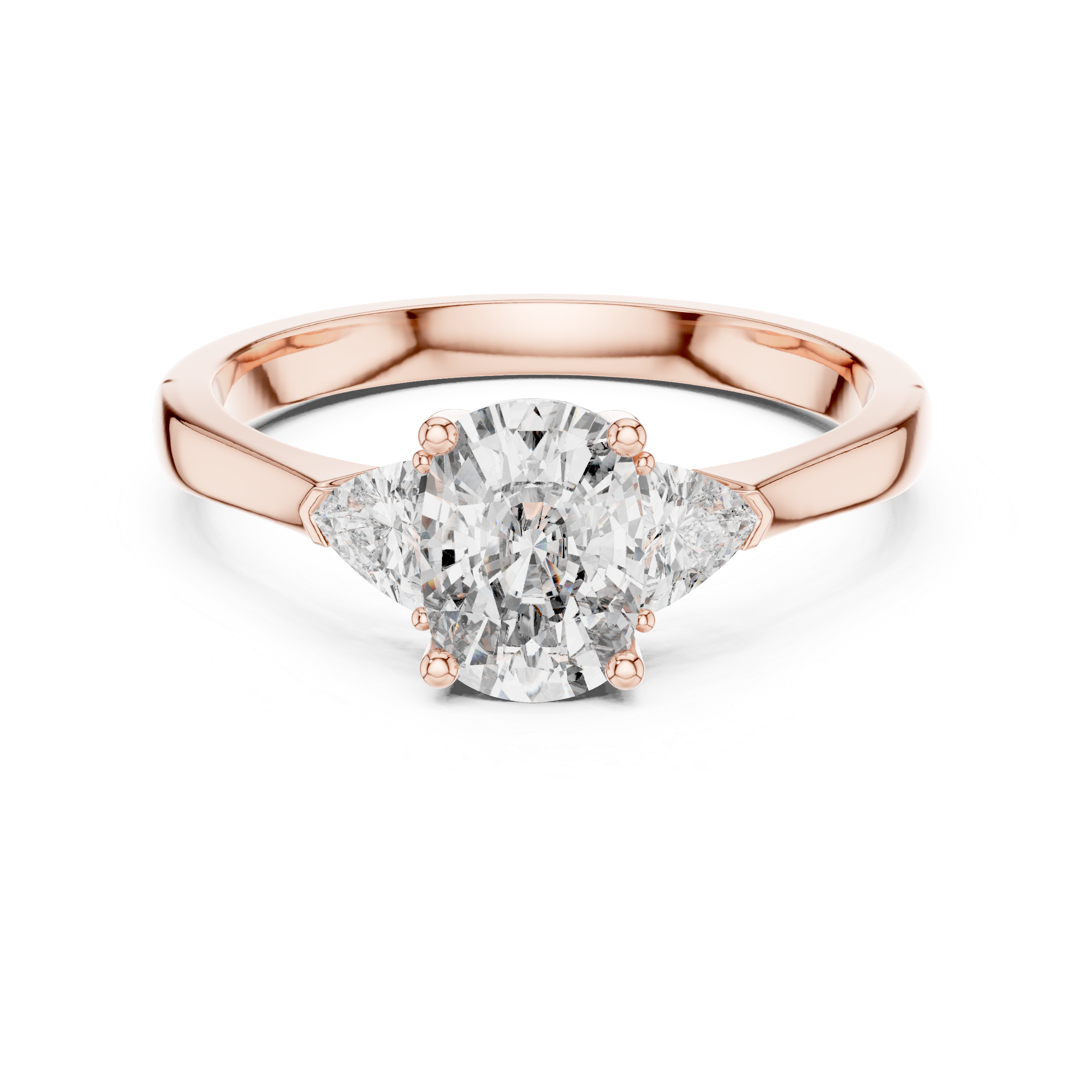 Cushion Cut Diamond Three Stone Ring with Trillion Side Stones