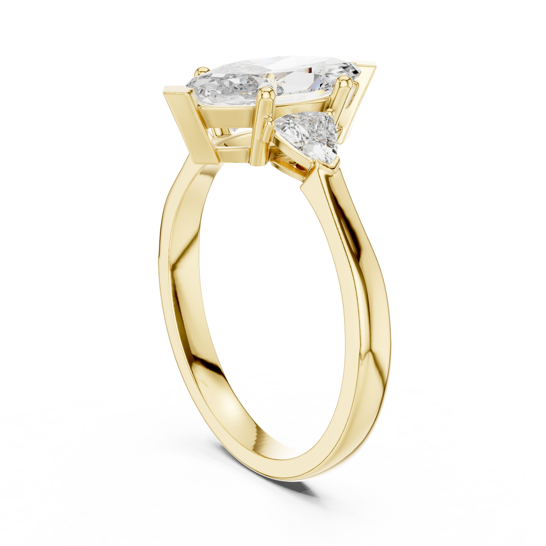 Marquise Cut Diamond Three Stone Ring with Trillion Side Stones