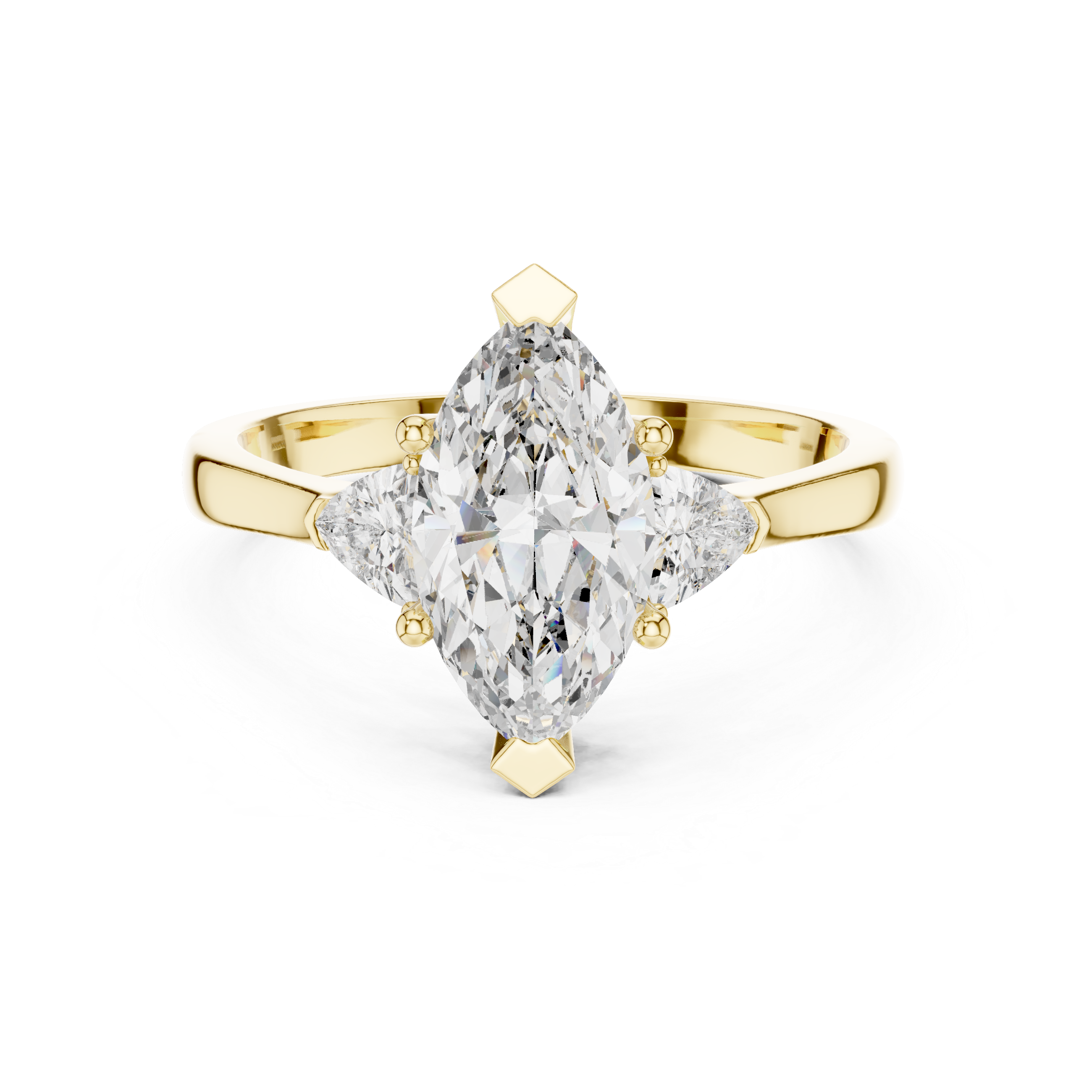 Marquise Cut Diamond Three Stone Ring with Trillion Side Stones
