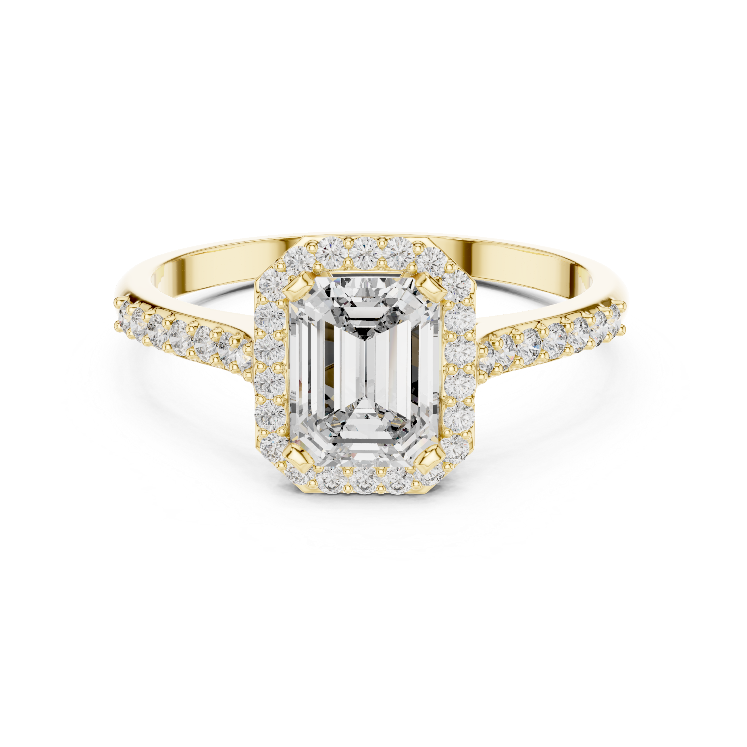 Halo ring with sparkling diamond border.