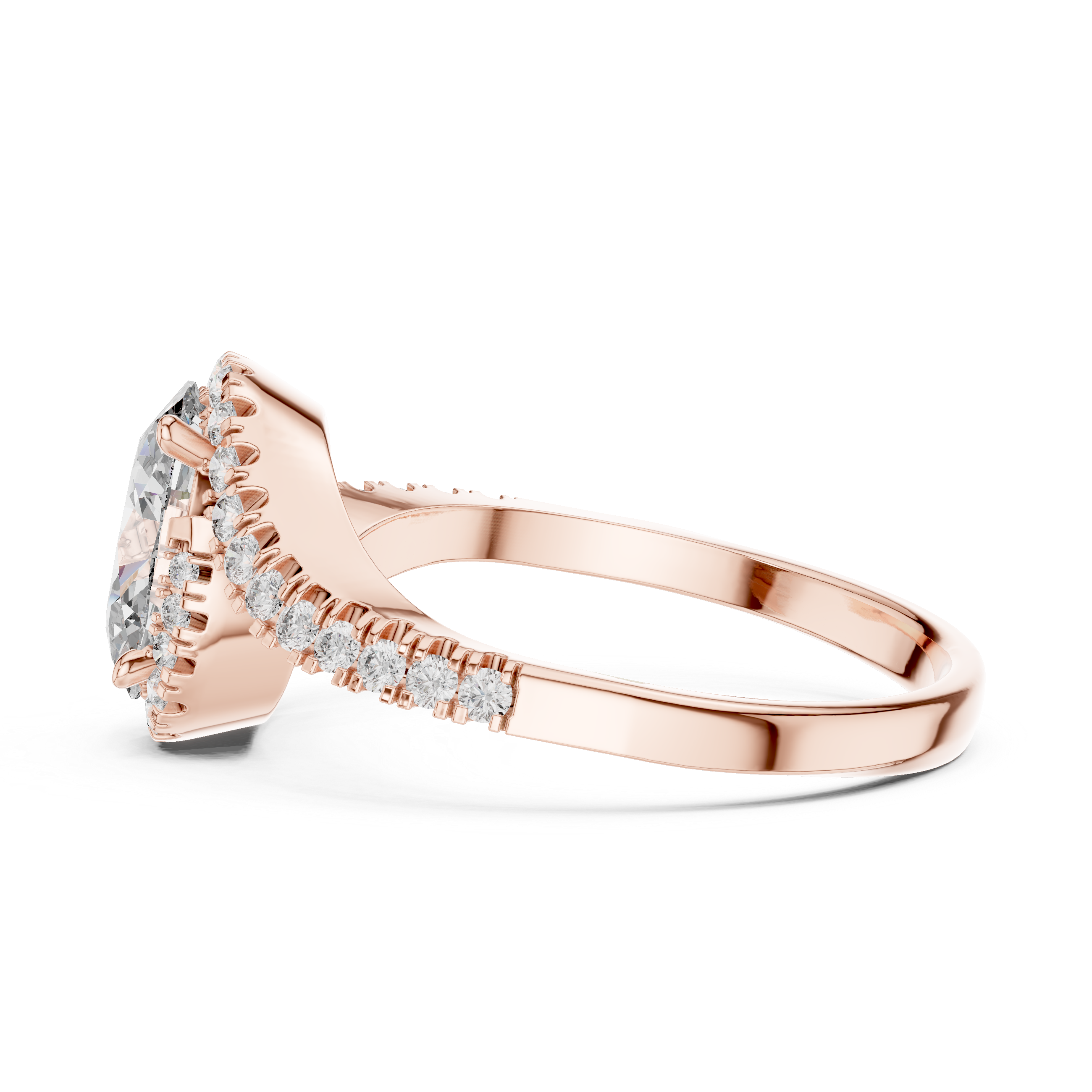 Oval Cut Diamond Halo Twist Solitaire Ring