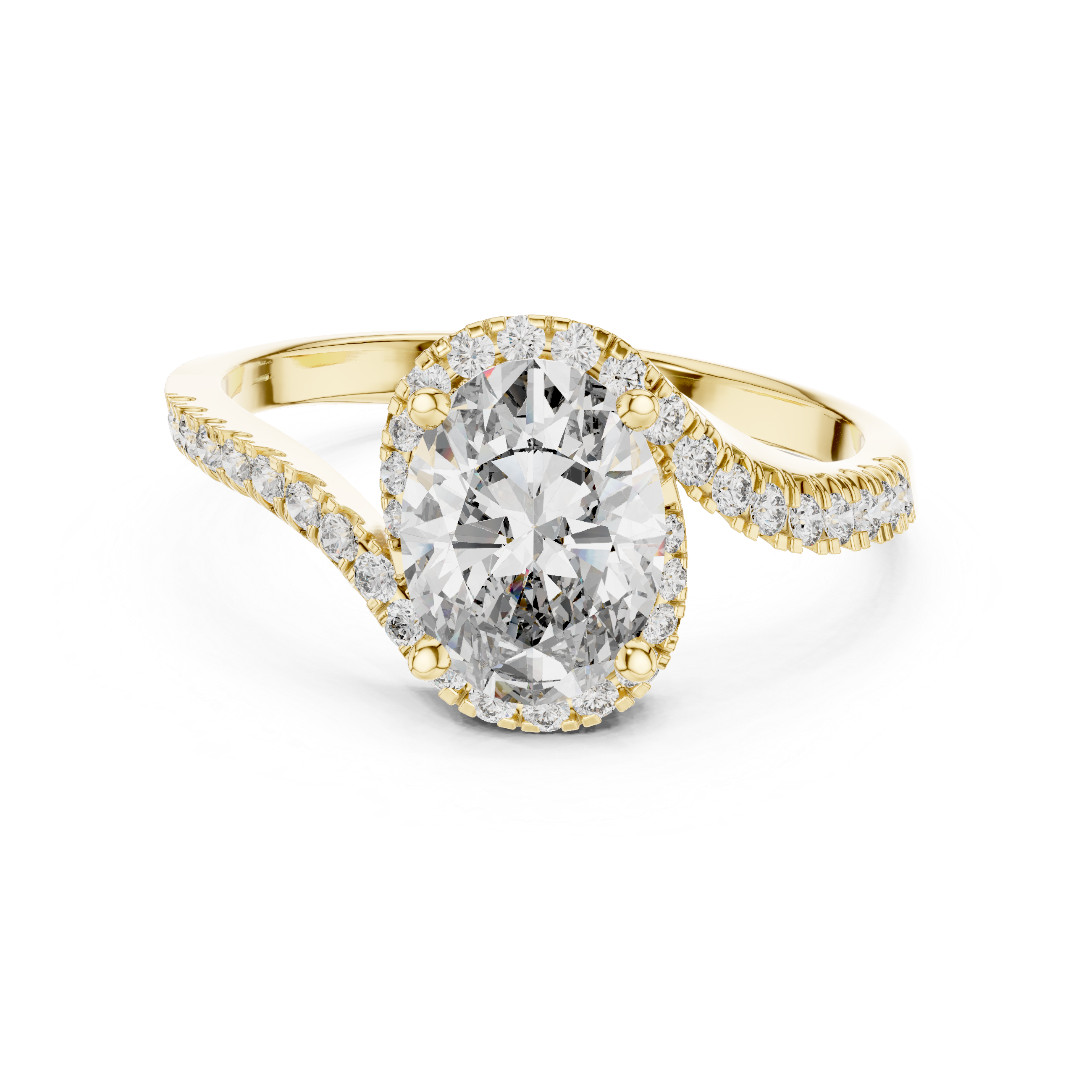 Oval Cut Diamond Halo Twist Solitaire Ring
