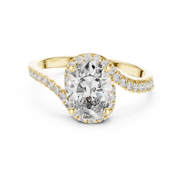 Oval Cut Diamond Halo Twist Solitaire Ring