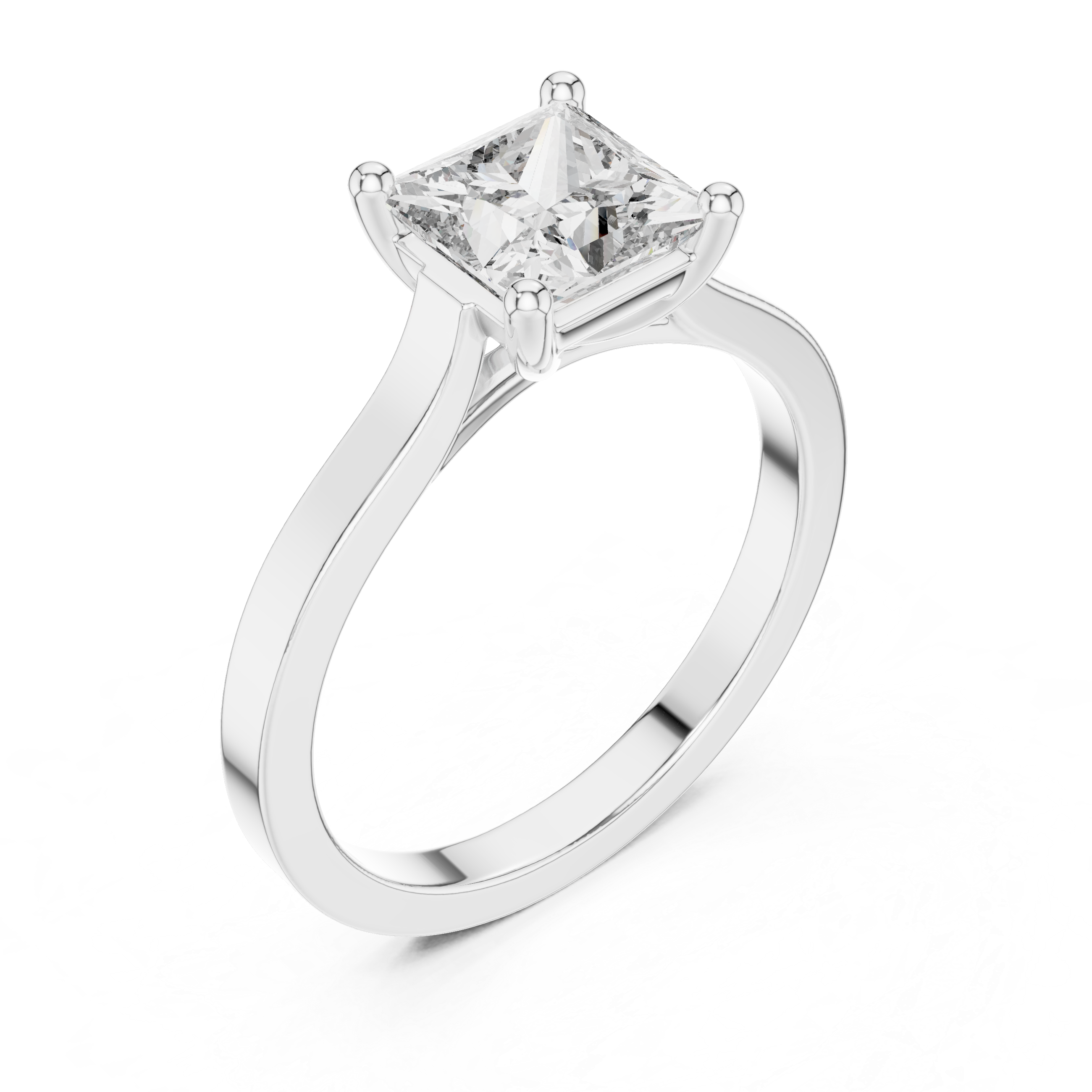 Princess Cut Diamond Solitaire Ring with Classic Four Prong Setting
