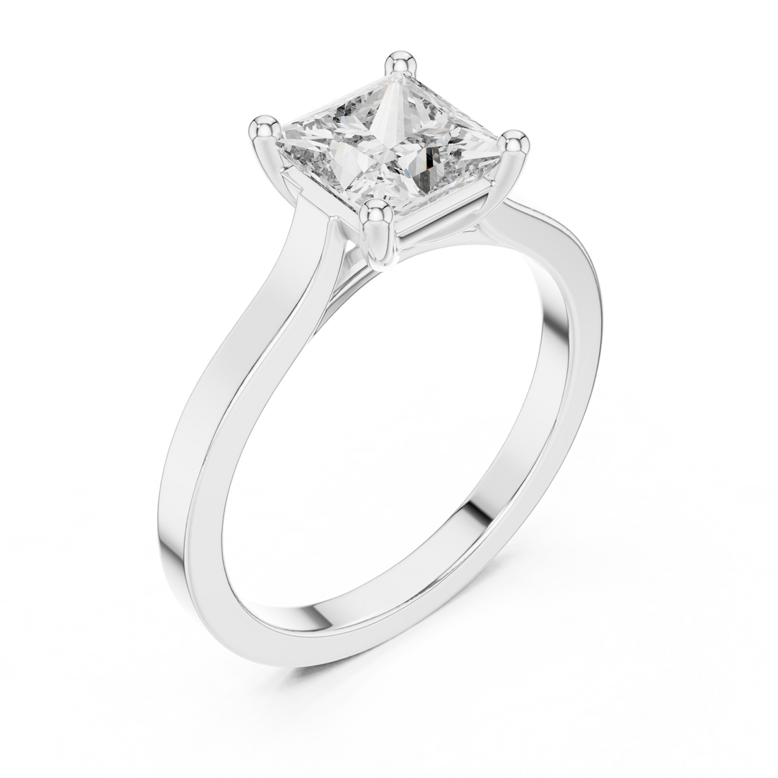Princess Cut Diamond Solitaire Ring with Classic Four Prong Setting
