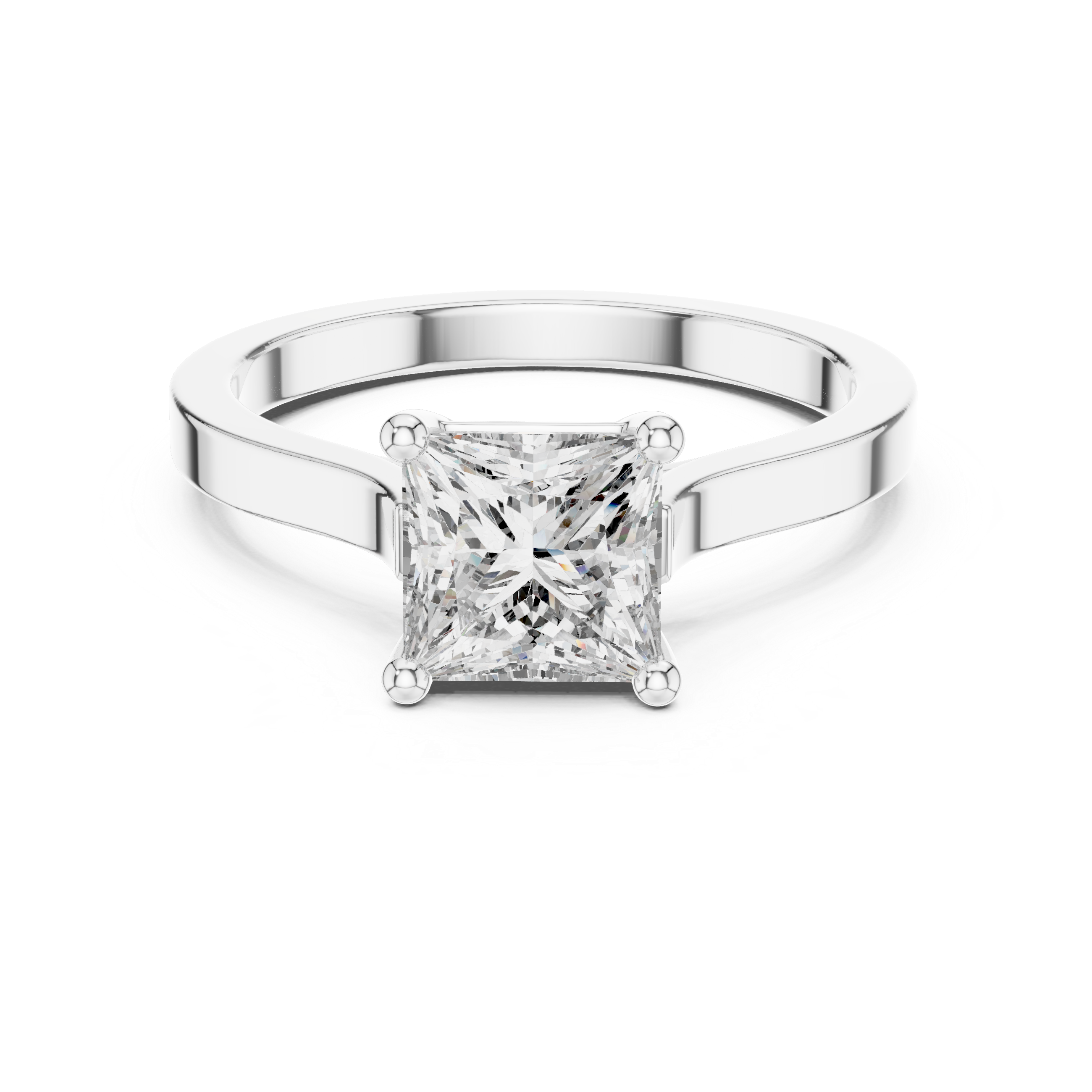Princess Cut Diamond Solitaire Ring with Classic Four Prong Setting