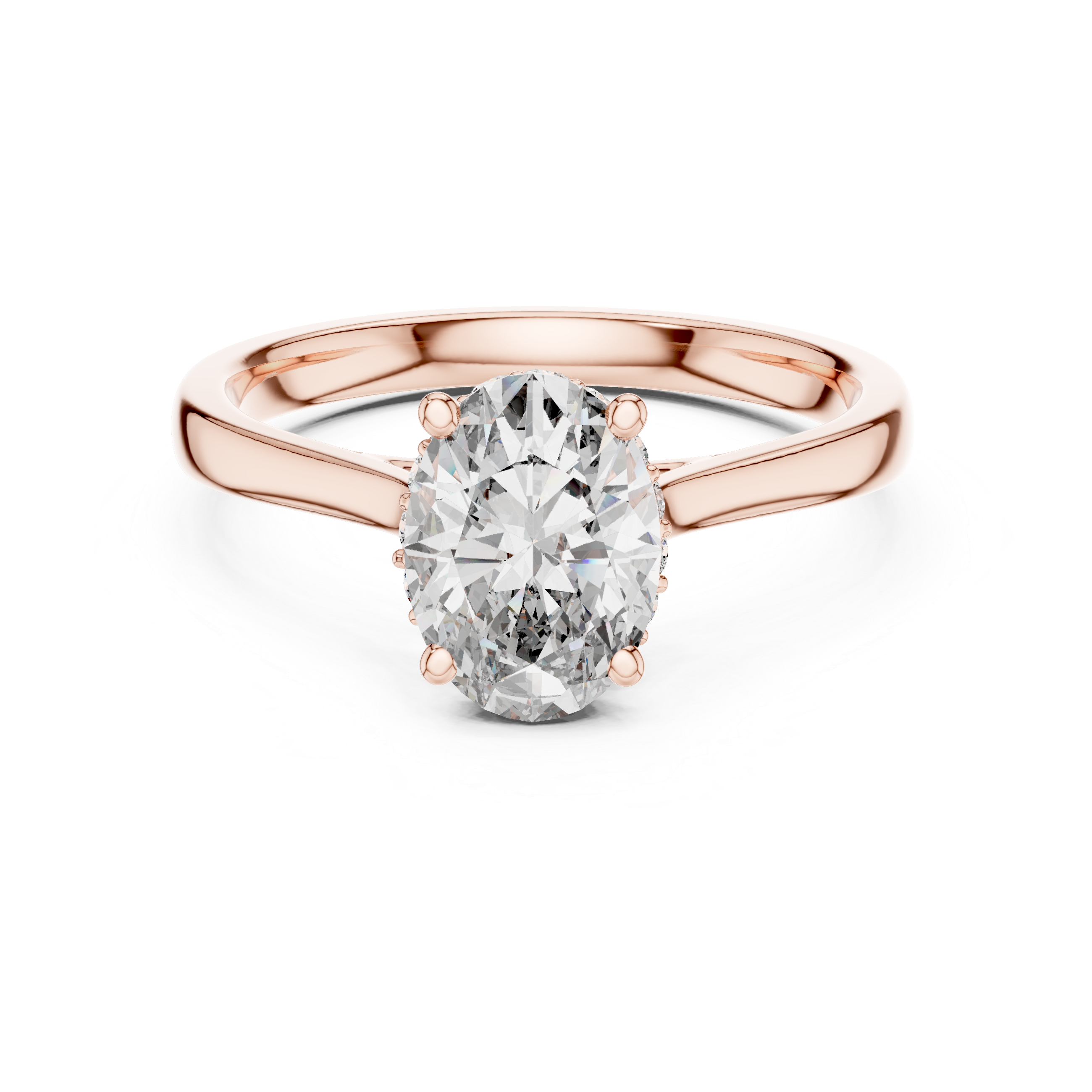 Oval Cut Diamond Solitaire Ring with Delicate Side Accents