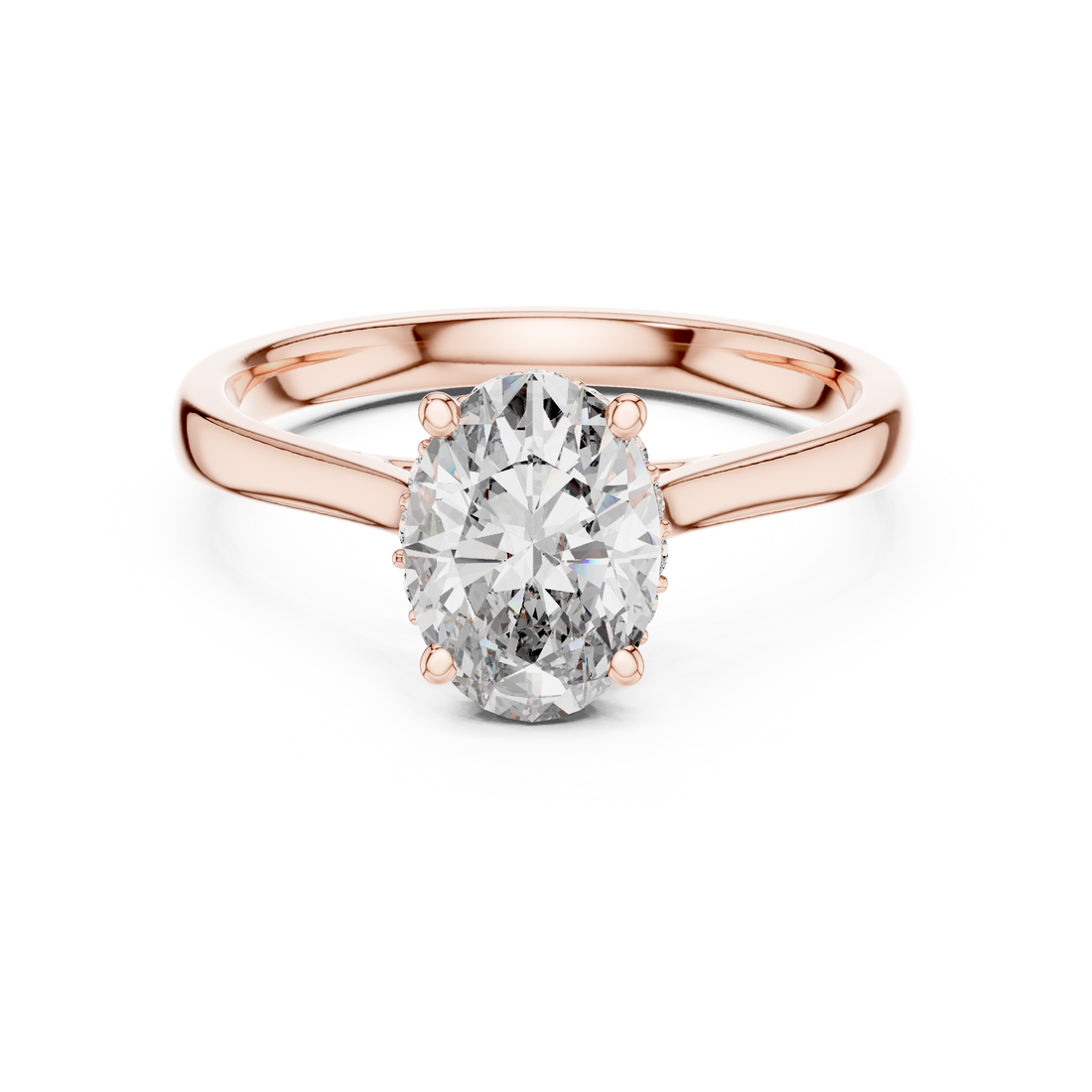 Oval Cut Diamond Solitaire Ring with Delicate Side Accents