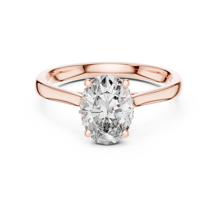 Oval Cut Diamond Solitaire Ring with Delicate Side Accents