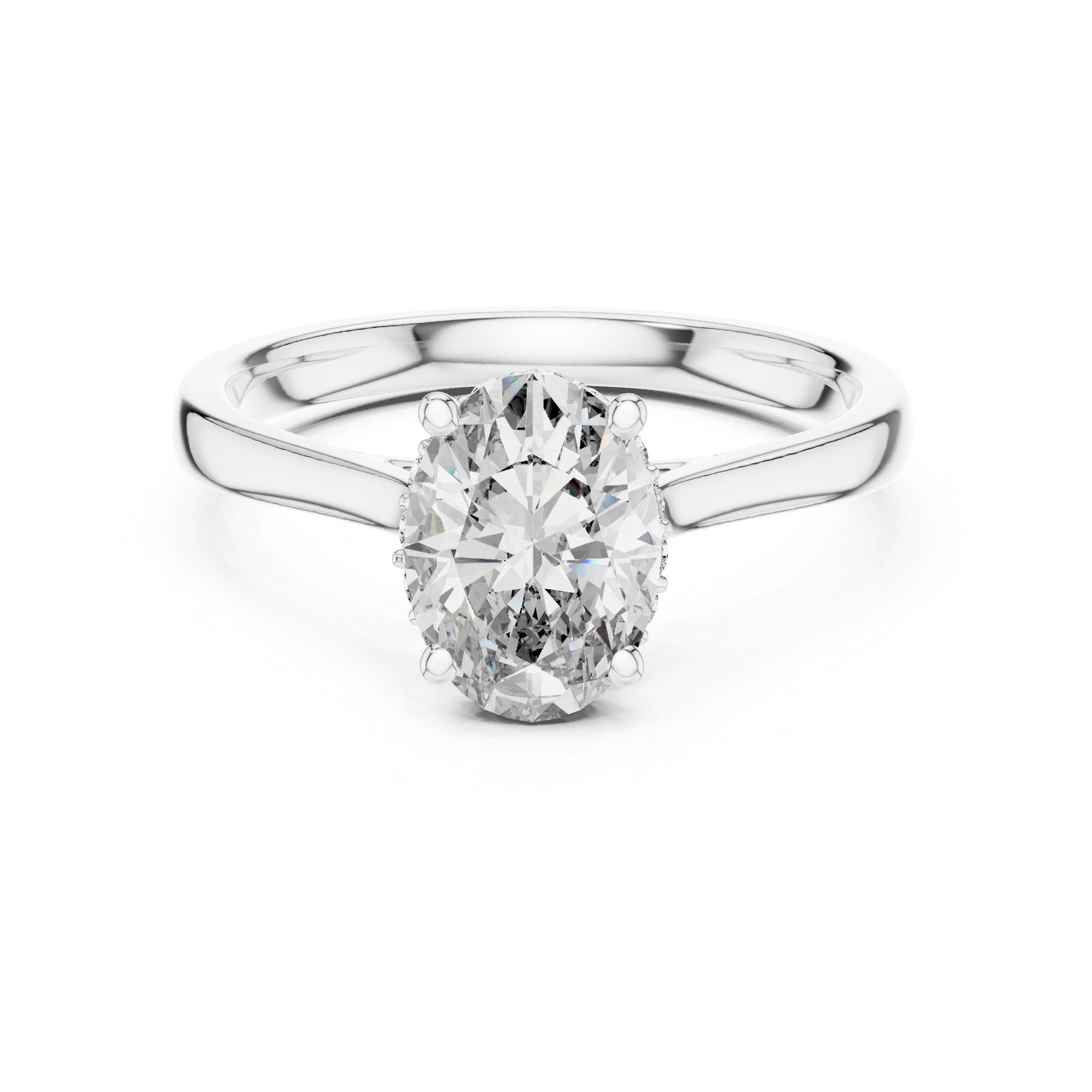Oval Cut Diamond Solitaire Ring with Delicate Side Accents
