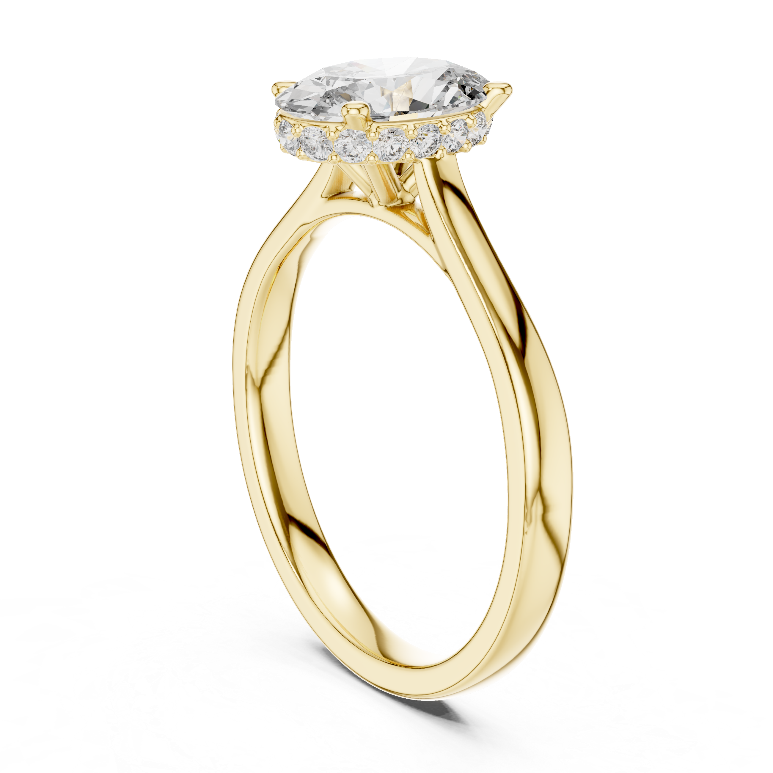 Oval Cut Diamond Solitaire Ring with Delicate Side Accents