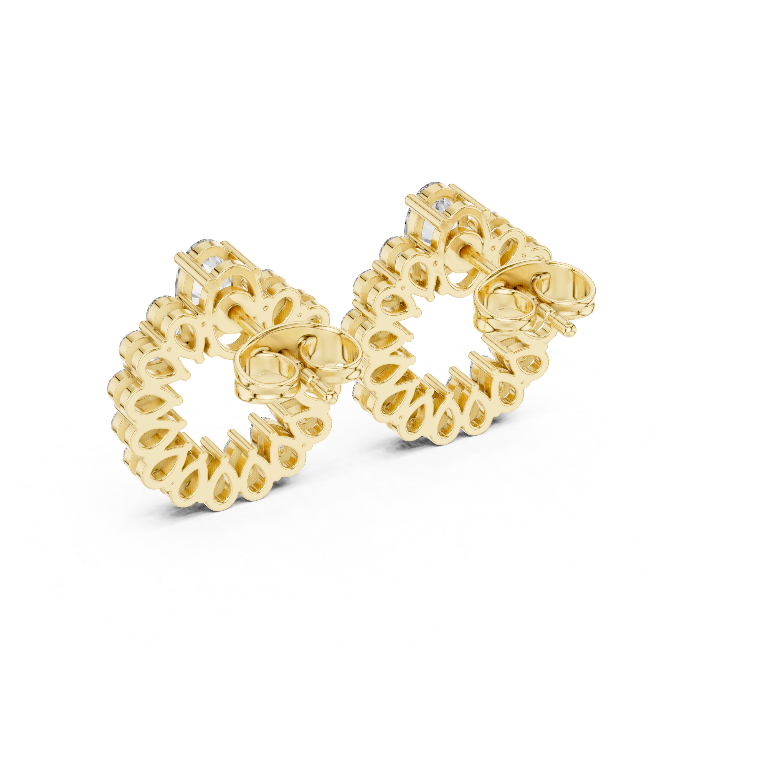 Oval and Pear Diamond Halo Circle Stud Earrings