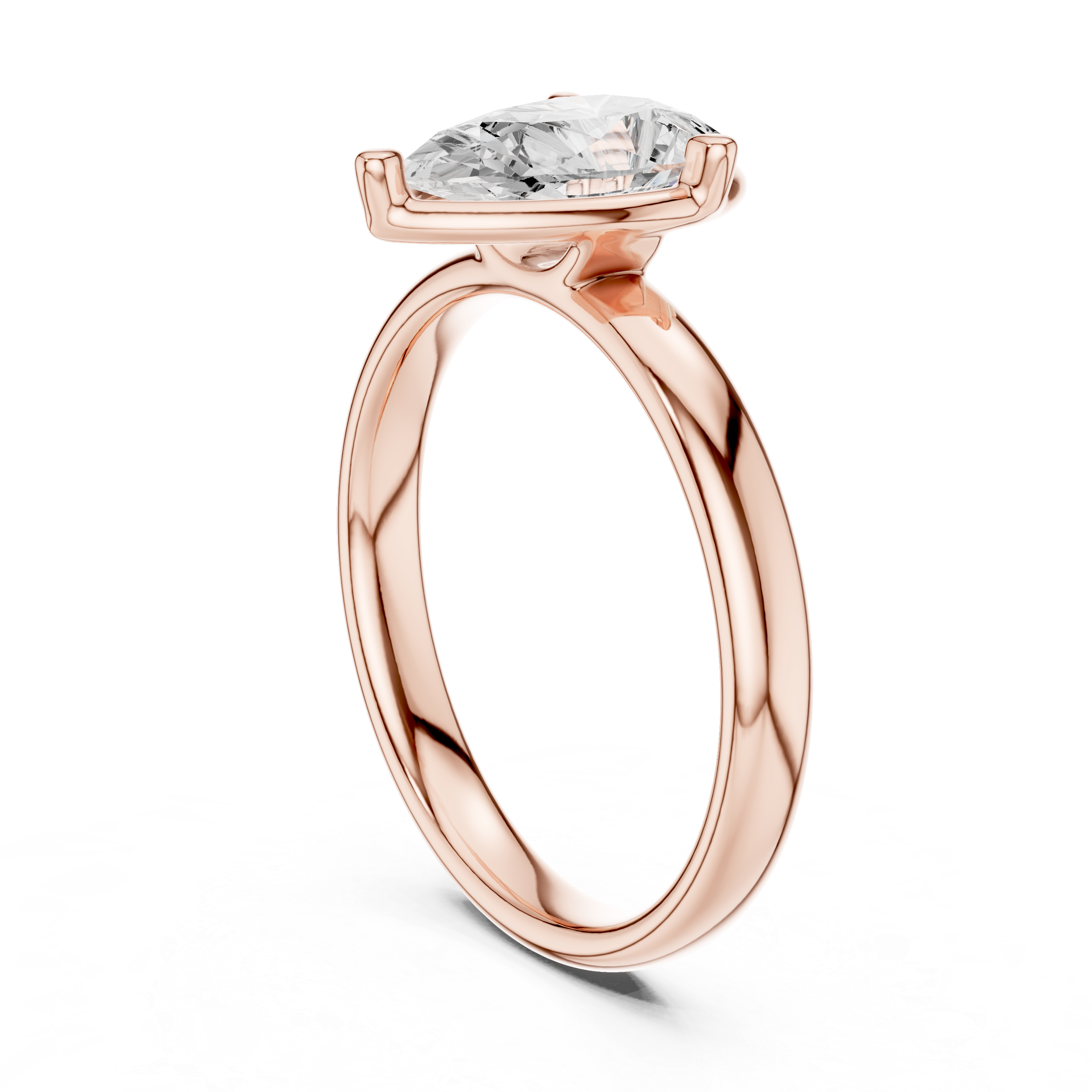 Classic marquise diamond ring with polished gold band.