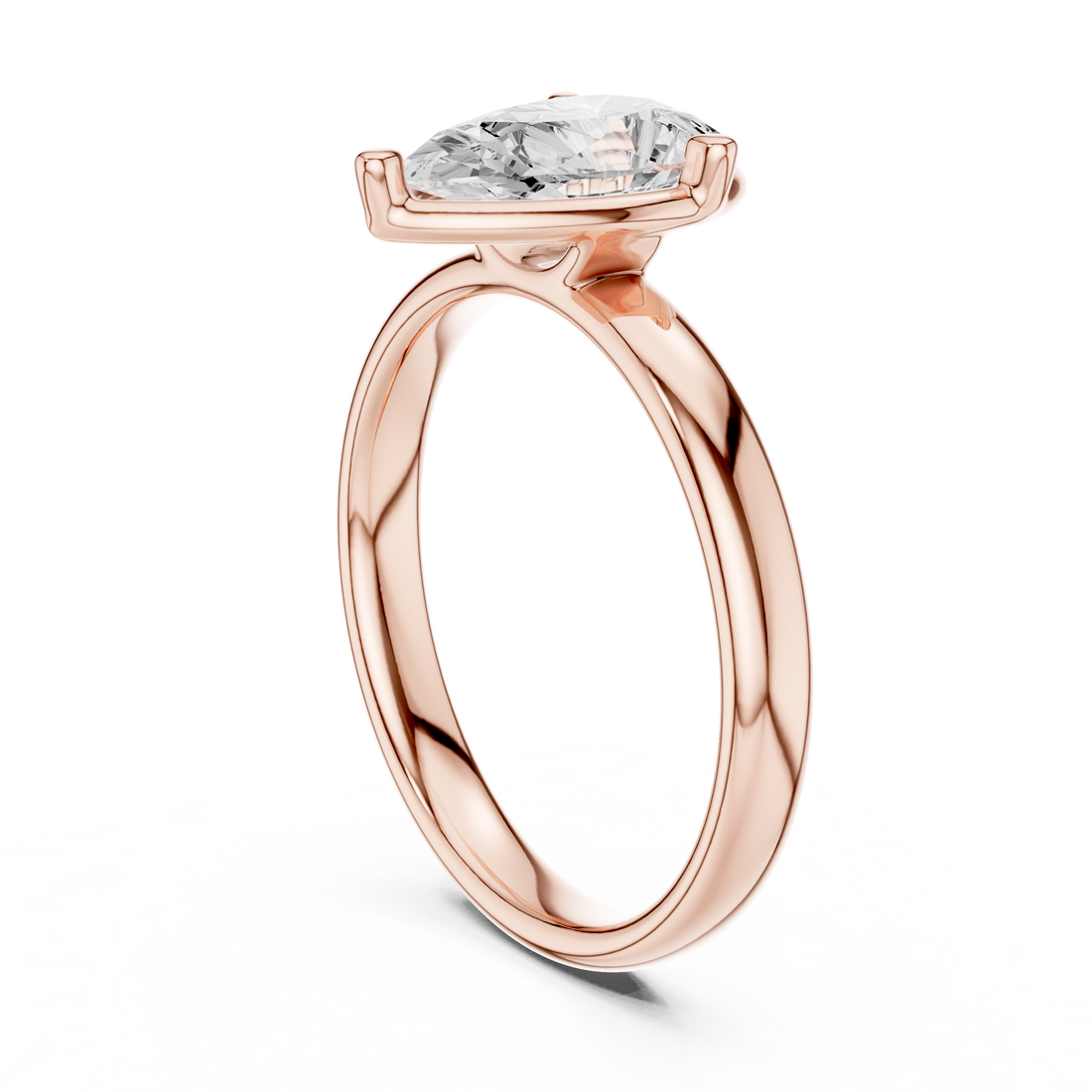 Classic marquise diamond ring with polished gold band.