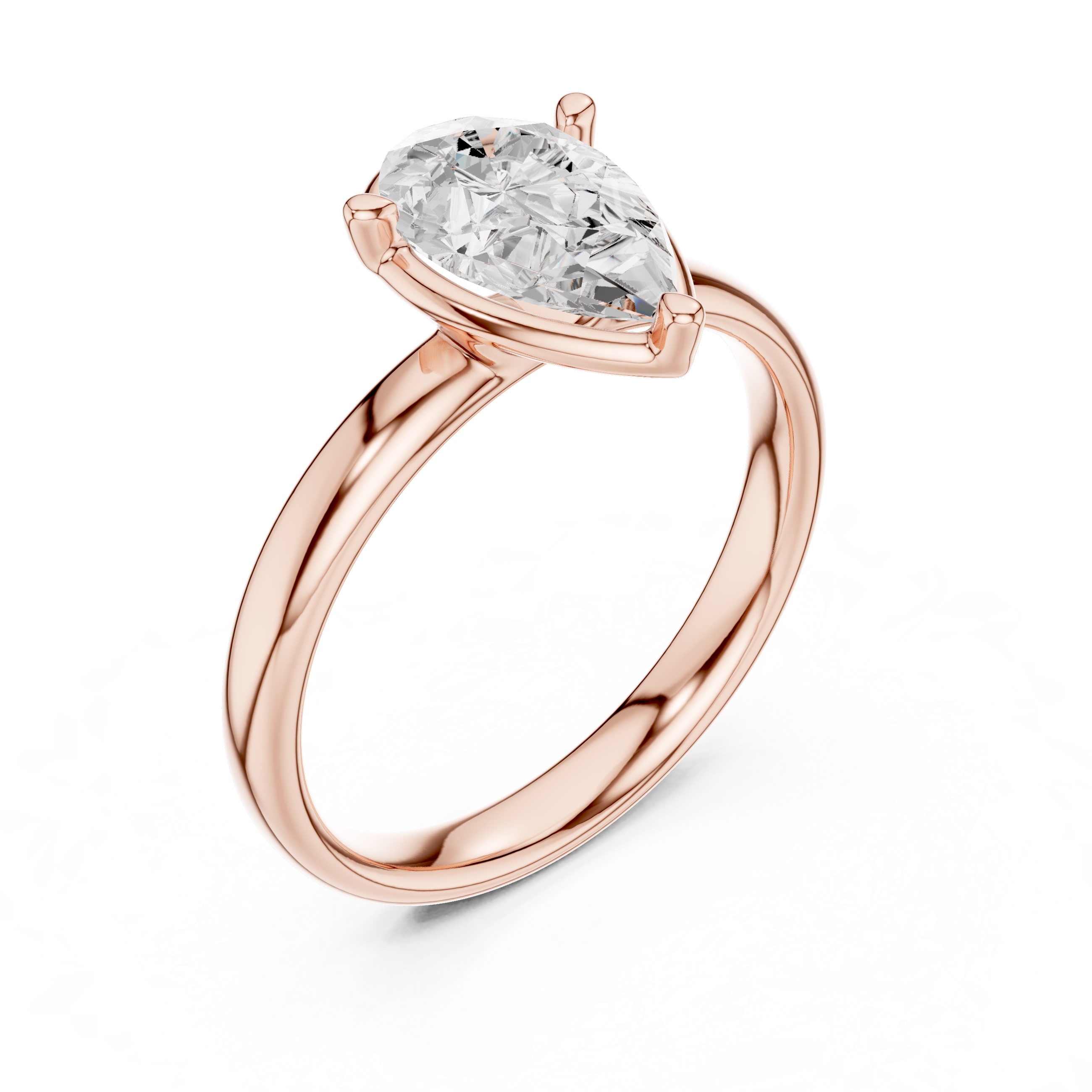 Rose gold solitaire ring with sleek modern finish.