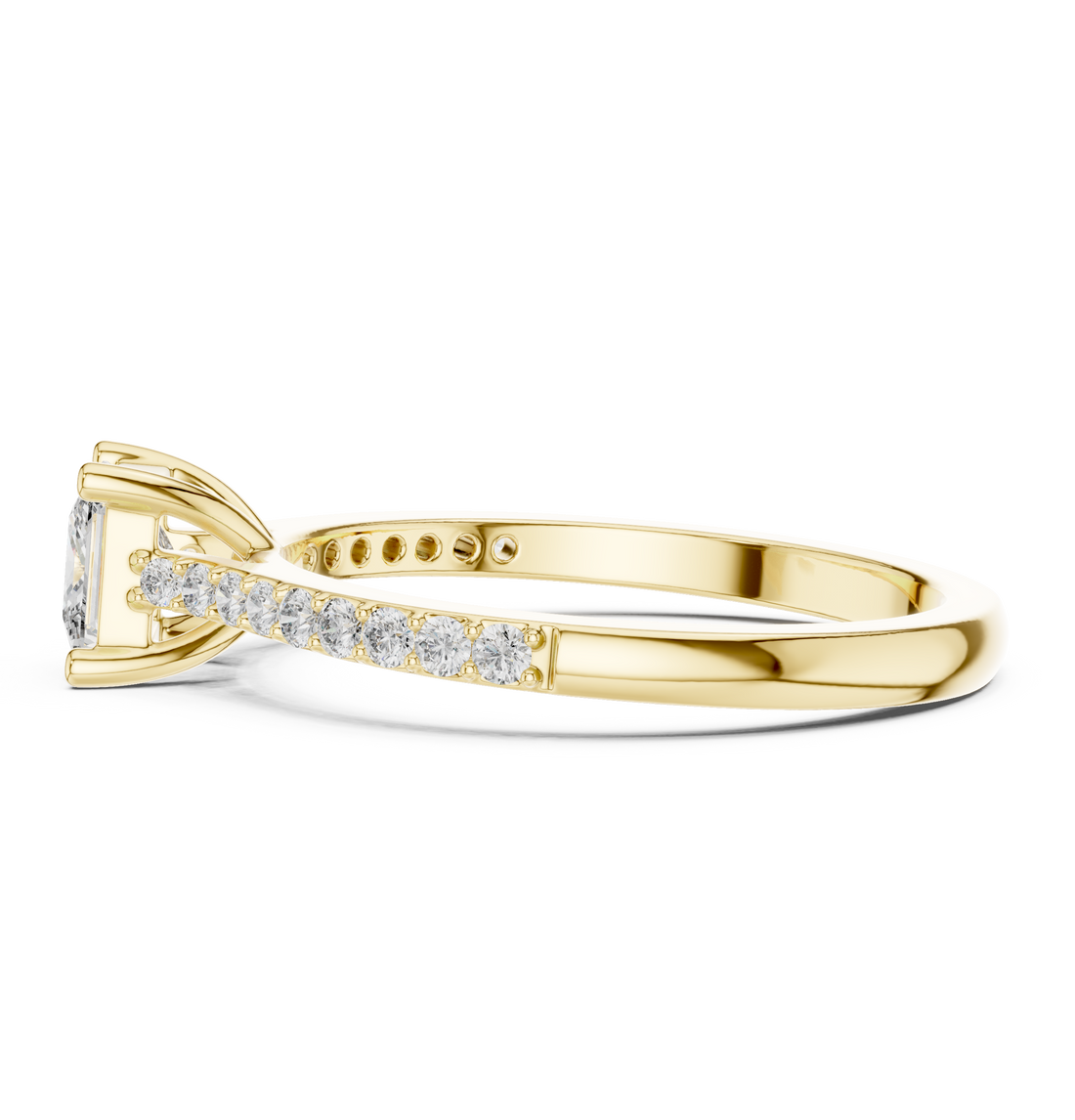 Solitaire engagement ring with elegant prong setting.