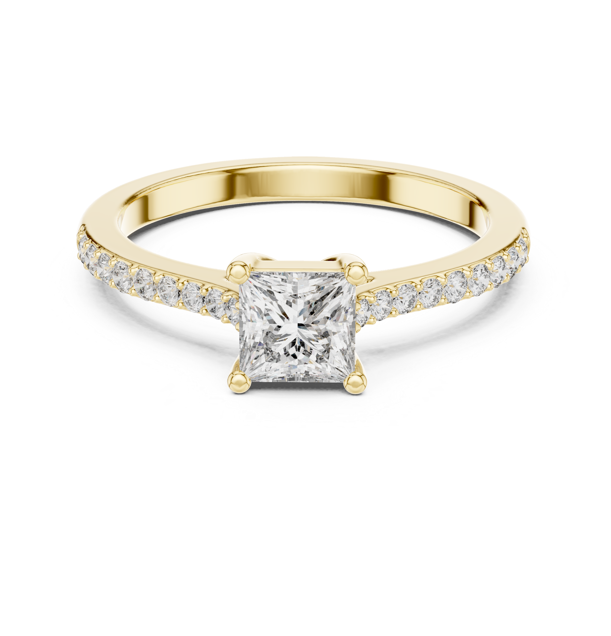 Halo engagement ring with brilliant diamond border.