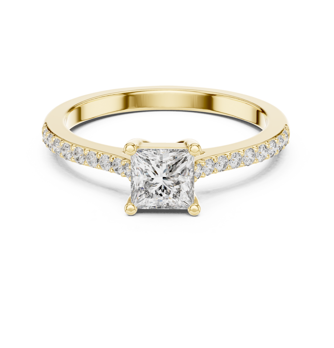 Halo engagement ring with brilliant diamond border.