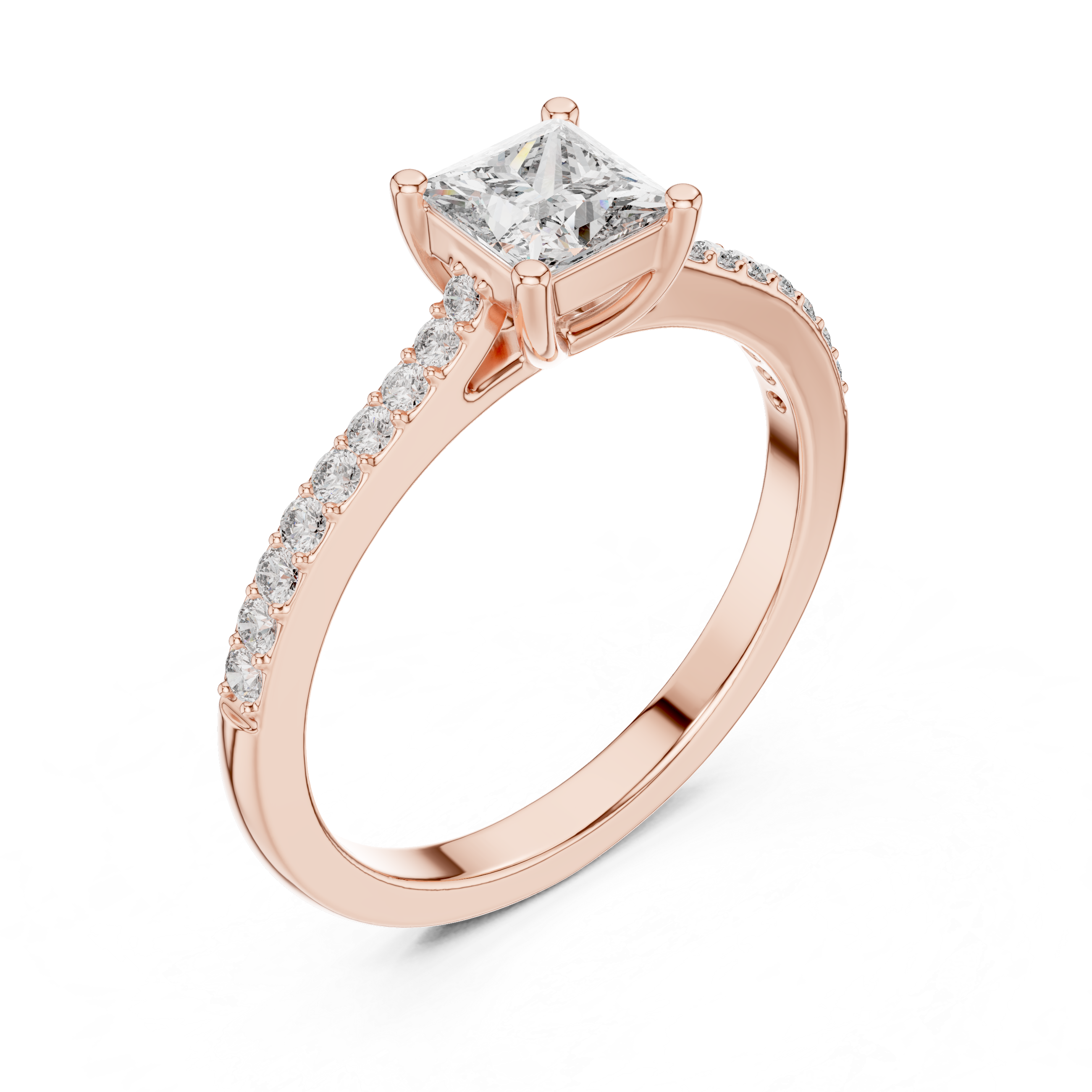 Cushion-cut ring with classic diamond center.