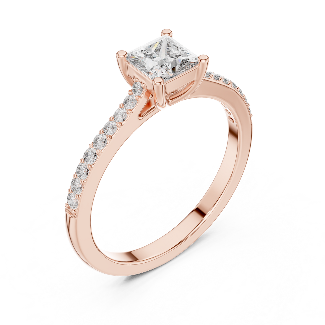 Cushion-cut ring with classic diamond center.