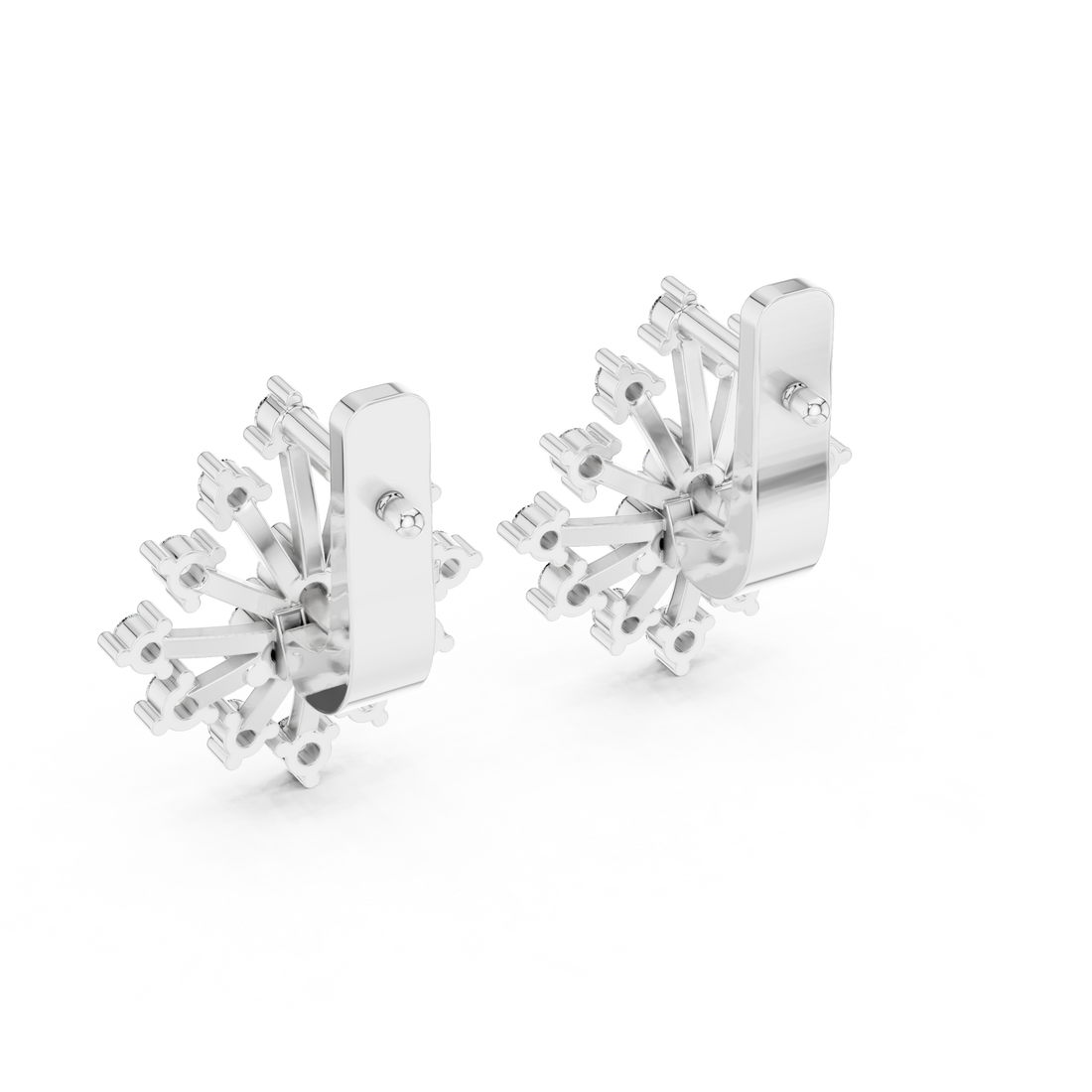 Round Brilliant Diamond Snowflake Starburst Cluster Stud Earrings