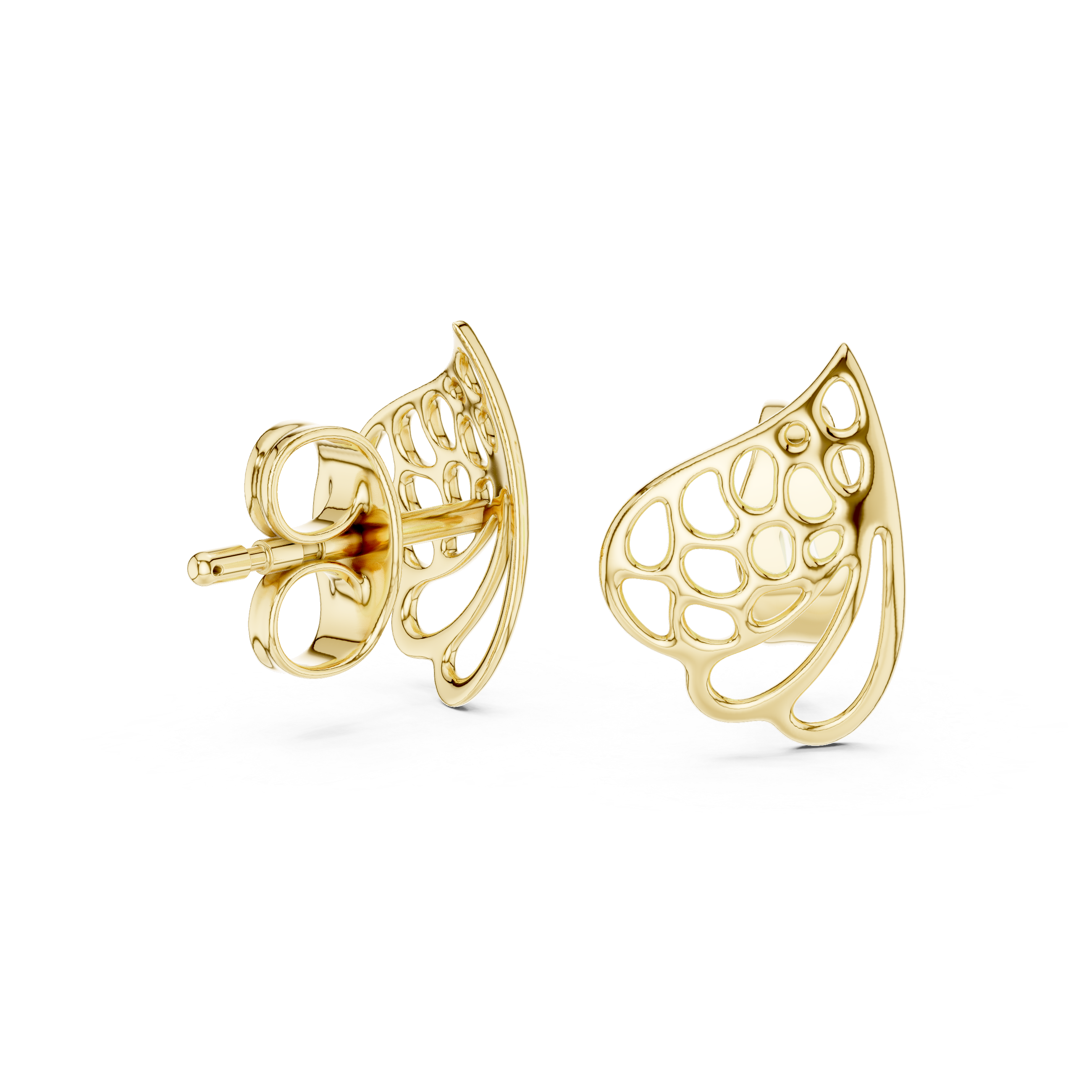 Abstract Organic Openwork Sculptural Stud Earrings