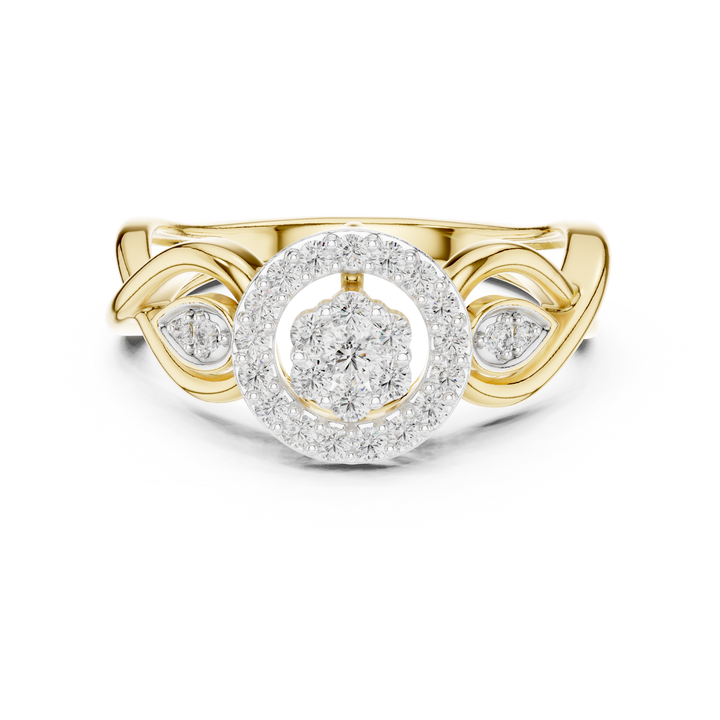 Round Cut Diamond Halo Infinity Twist Ring
