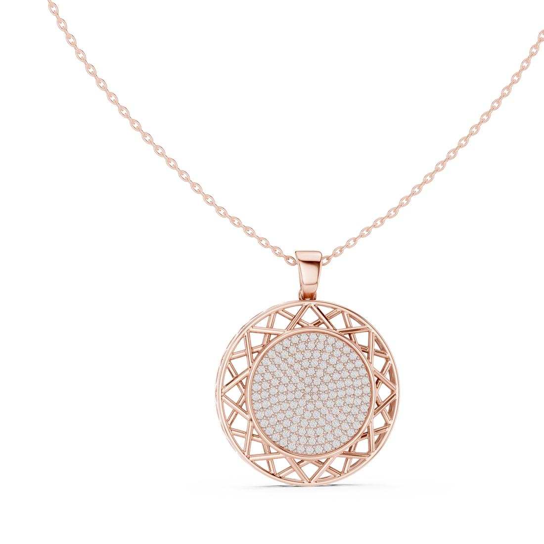 Modern diamond pendant featuring minimalist design.