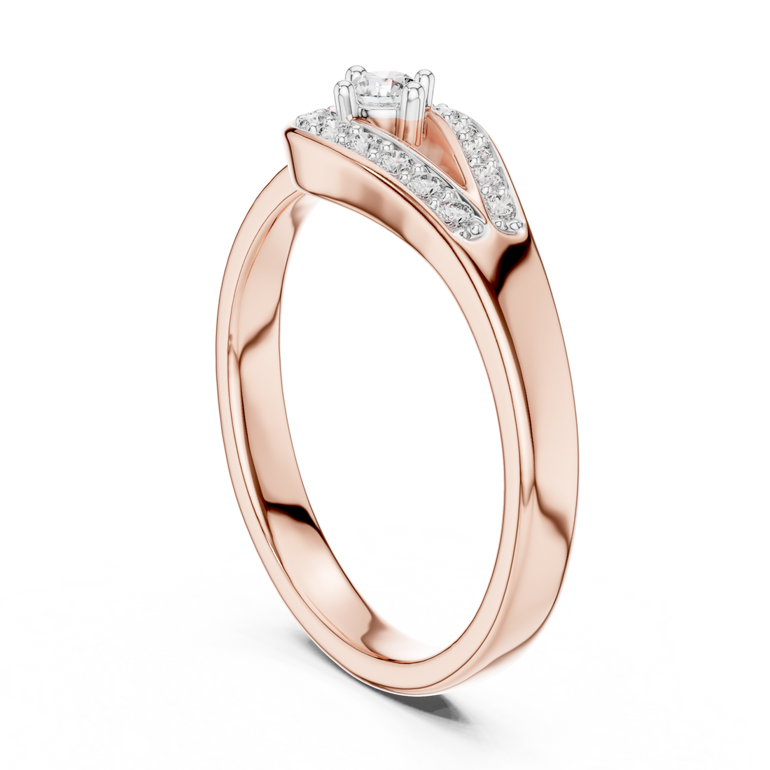Round Cut Diamond Halo Infinity Twist Side Stone Ring