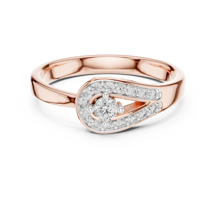 Round Cut Diamond Halo Infinity Twist Side Stone Ring