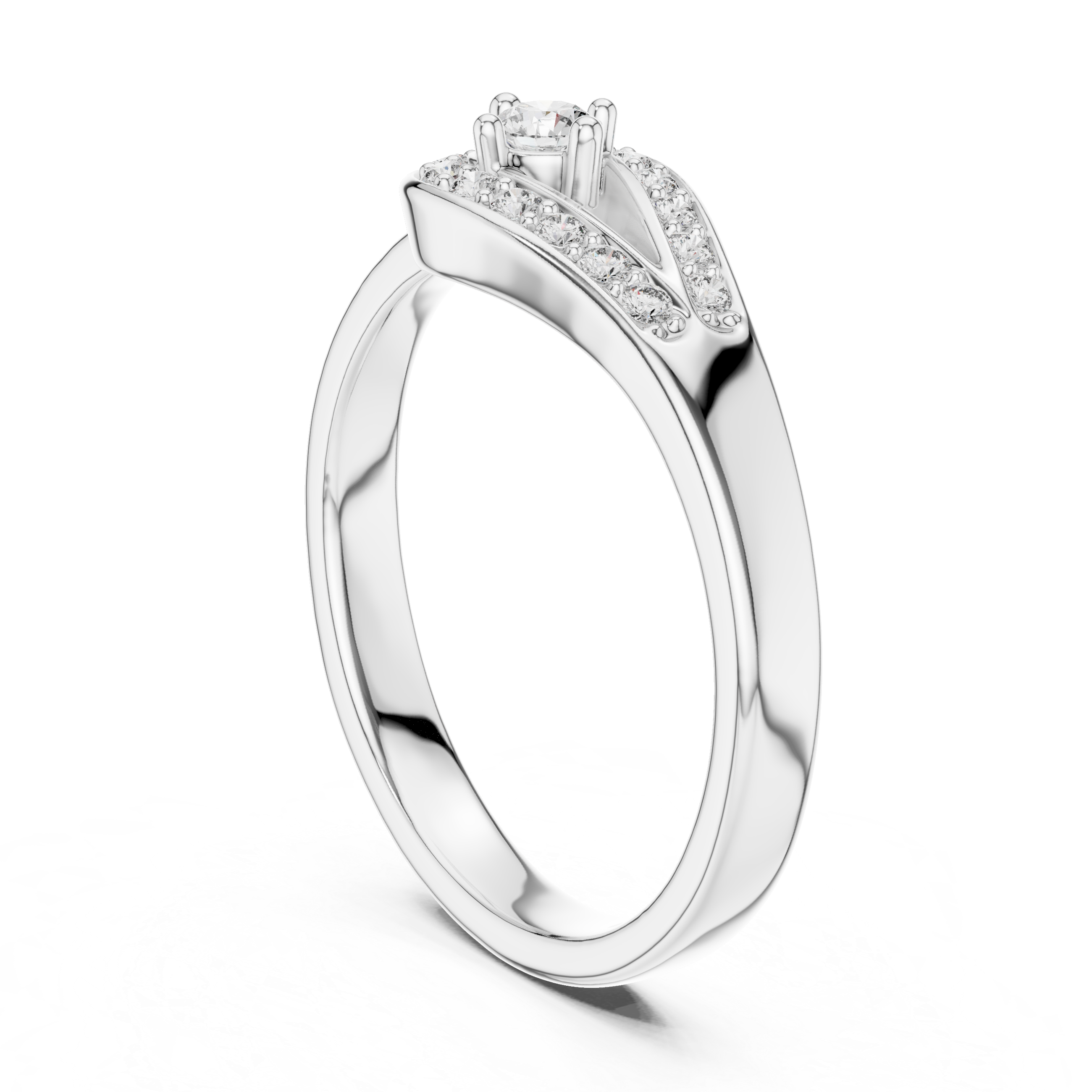Round Cut Diamond Halo Infinity Twist Side Stone Ring