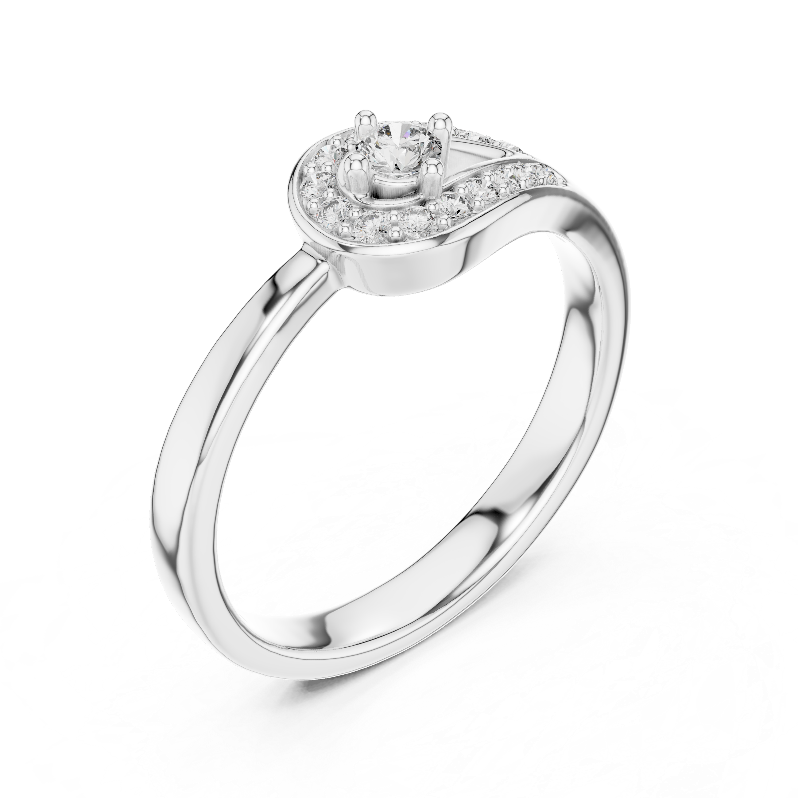 Round Cut Diamond Halo Infinity Twist Side Stone Ring