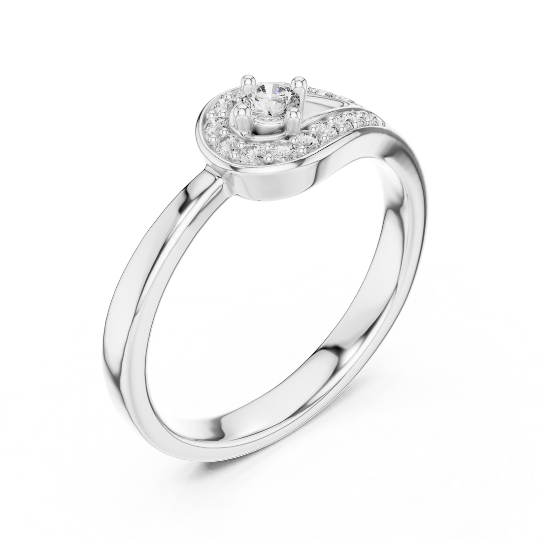 Round Cut Diamond Halo Infinity Twist Side Stone Ring