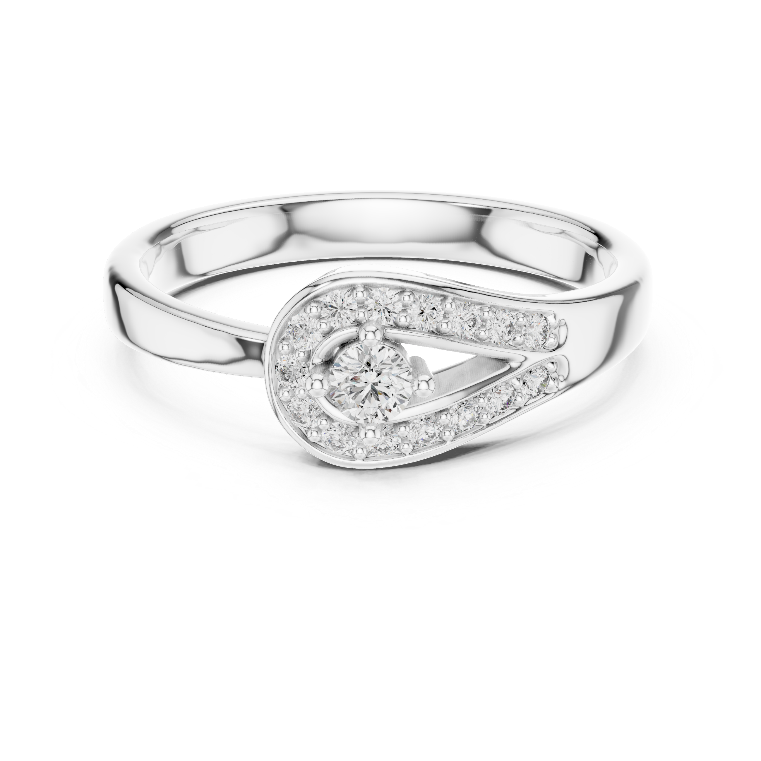 Round Cut Diamond Halo Infinity Twist Side Stone Ring