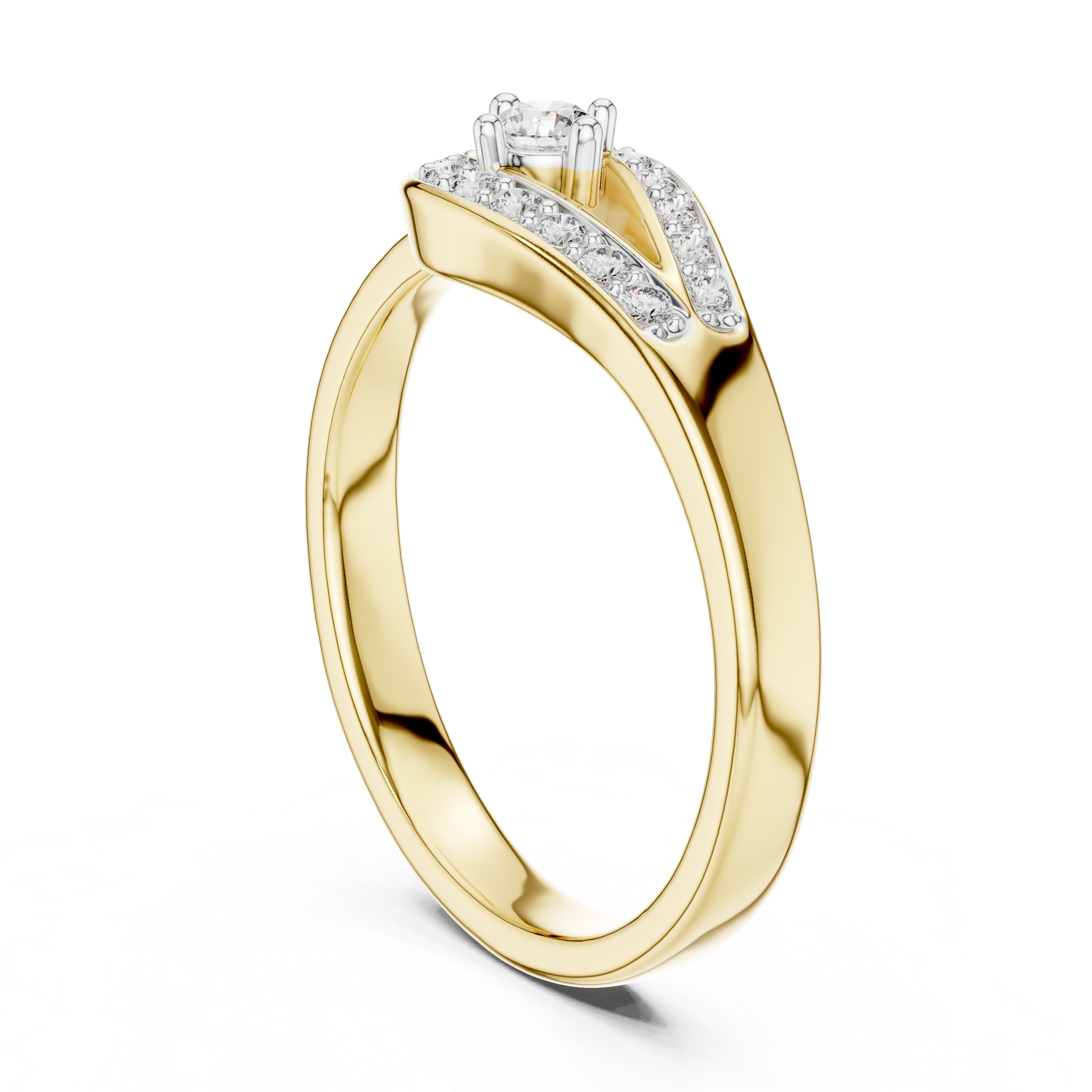 Round Cut Diamond Halo Infinity Twist Side Stone Ring