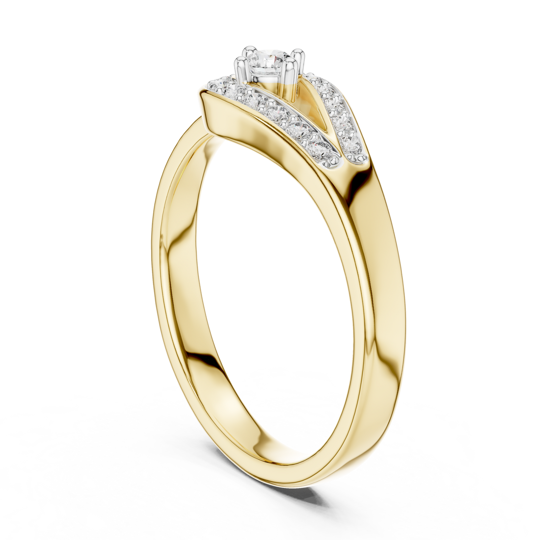 Round Cut Diamond Halo Infinity Twist Side Stone Ring