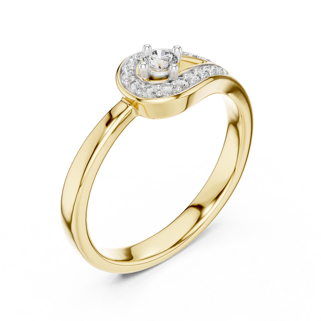 Round Cut Diamond Halo Infinity Twist Side Stone Ring