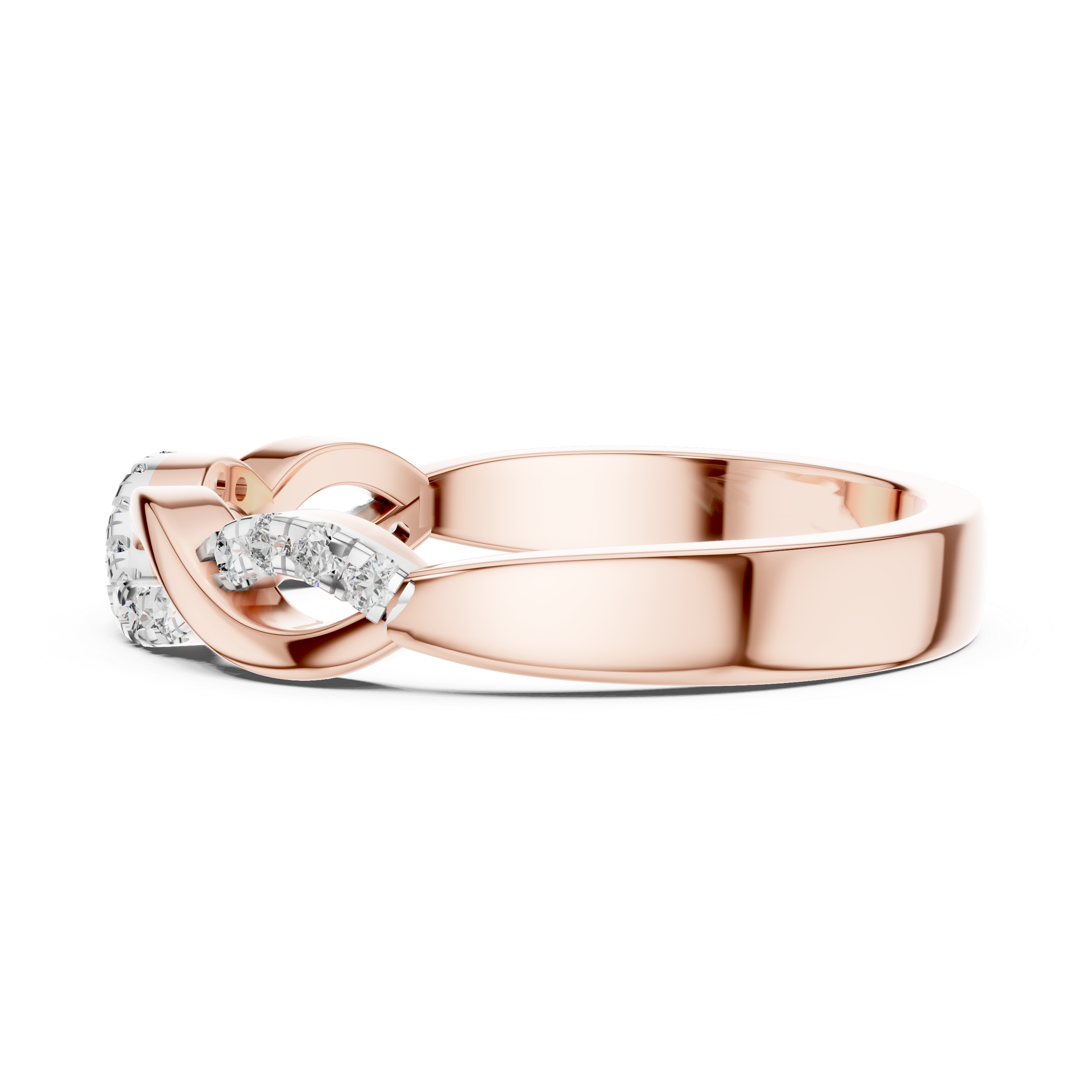 Round Cut Diamond Infinity Twist Pavé Band Ring