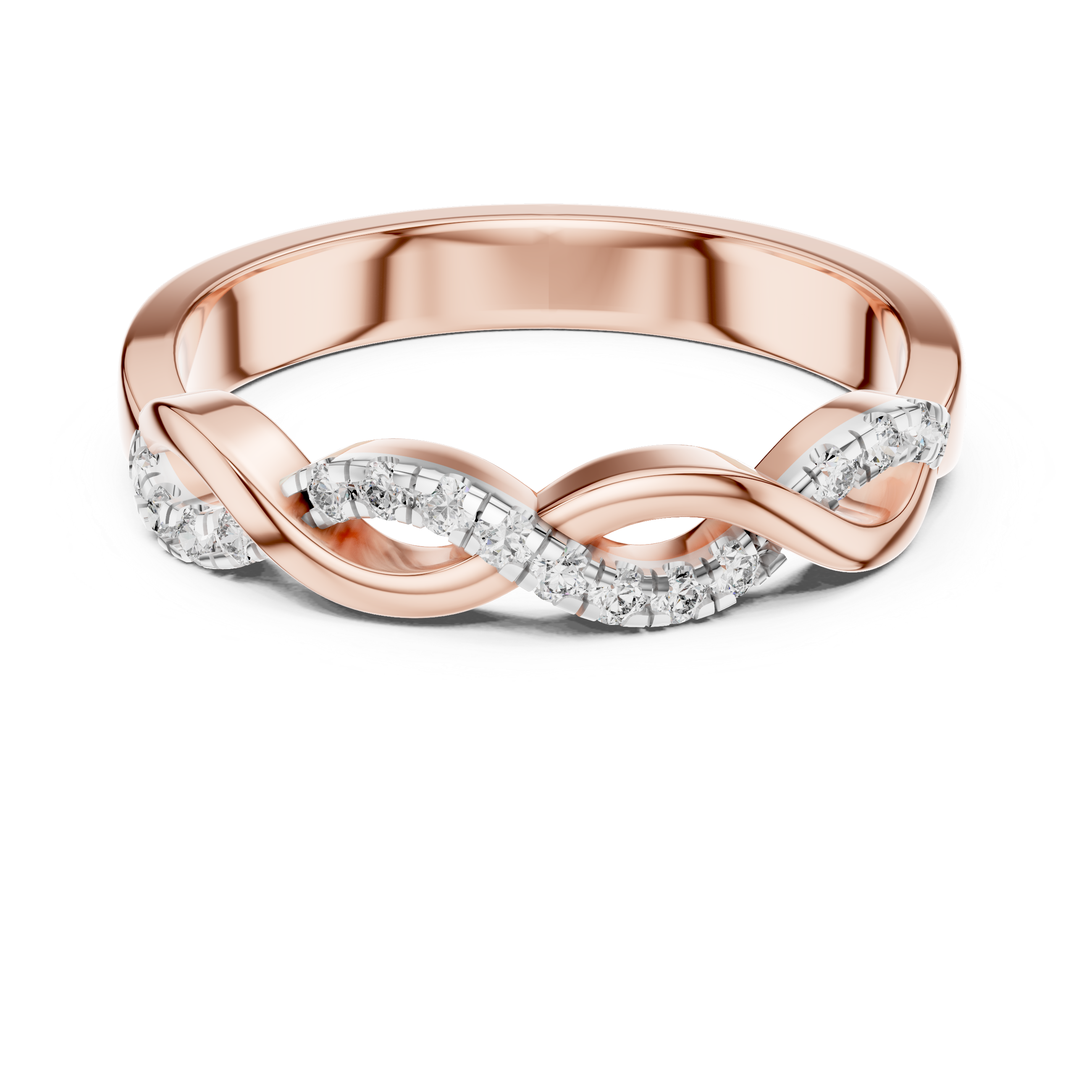 Round Cut Diamond Infinity Twist Pavé Band Ring