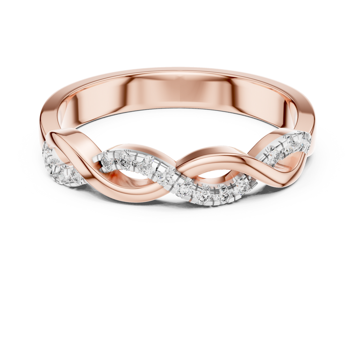 Round Cut Diamond Infinity Twist Pavé Band Ring