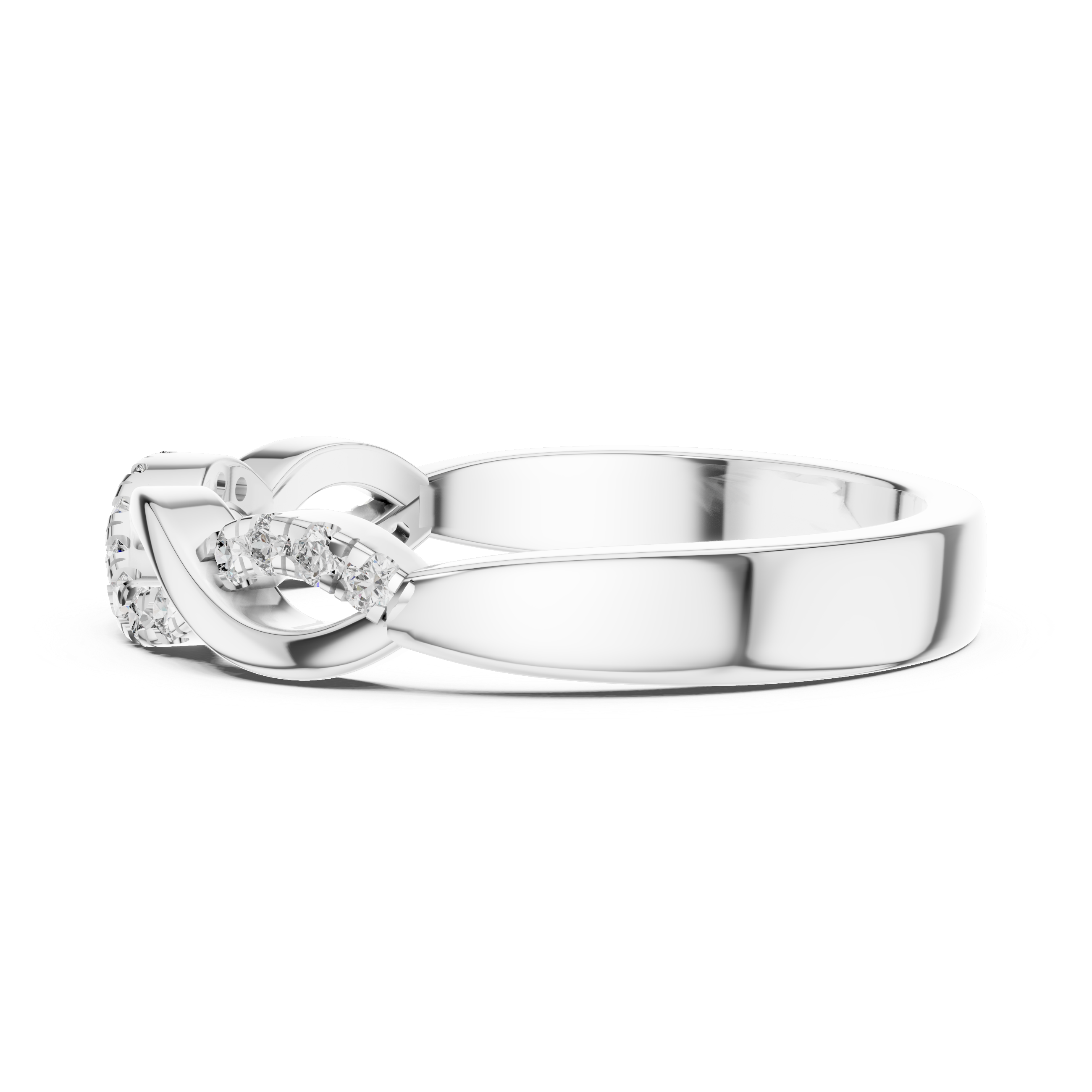 Round Cut Diamond Infinity Twist Pavé Band Ring