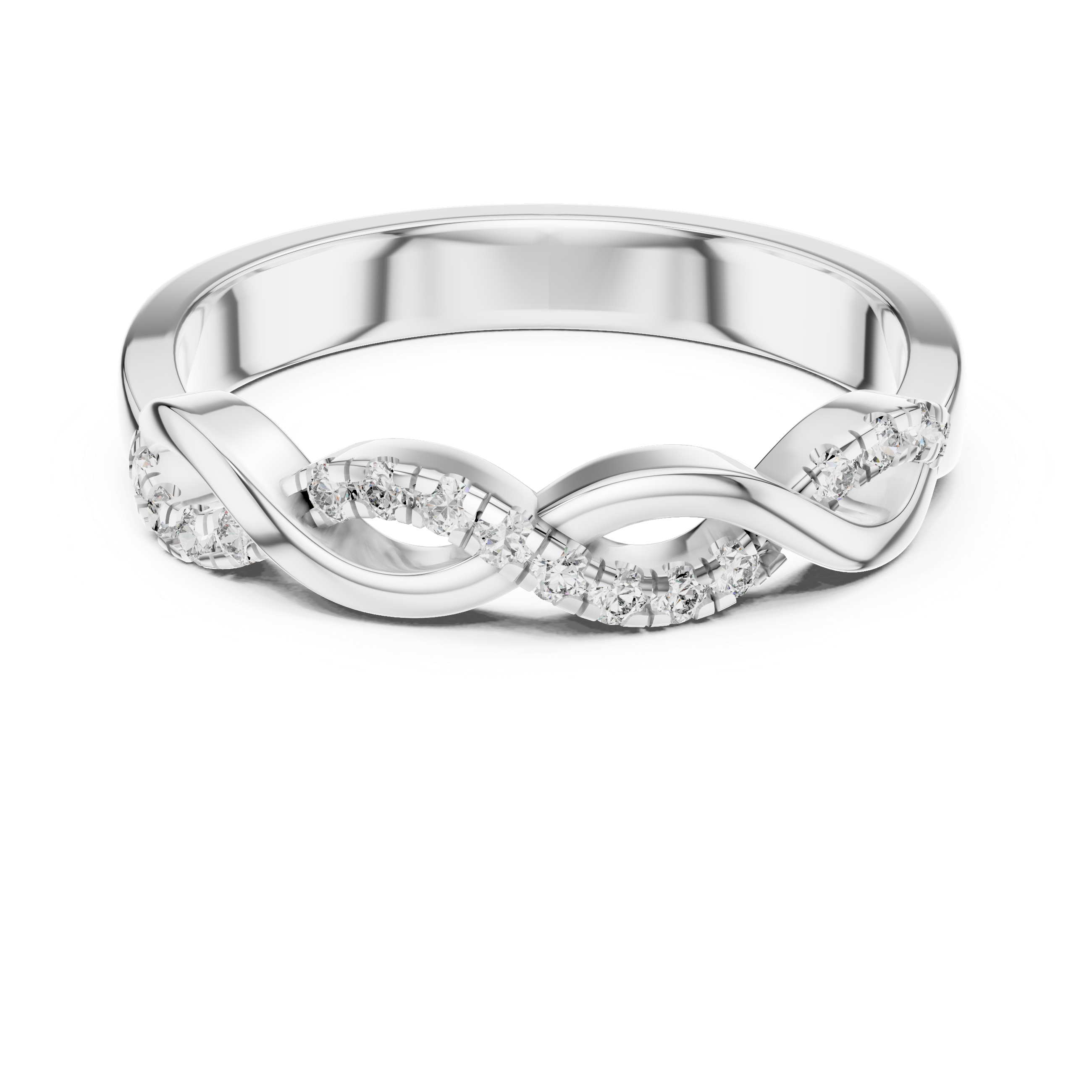 Round Cut Diamond Infinity Twist Pavé Band Ring