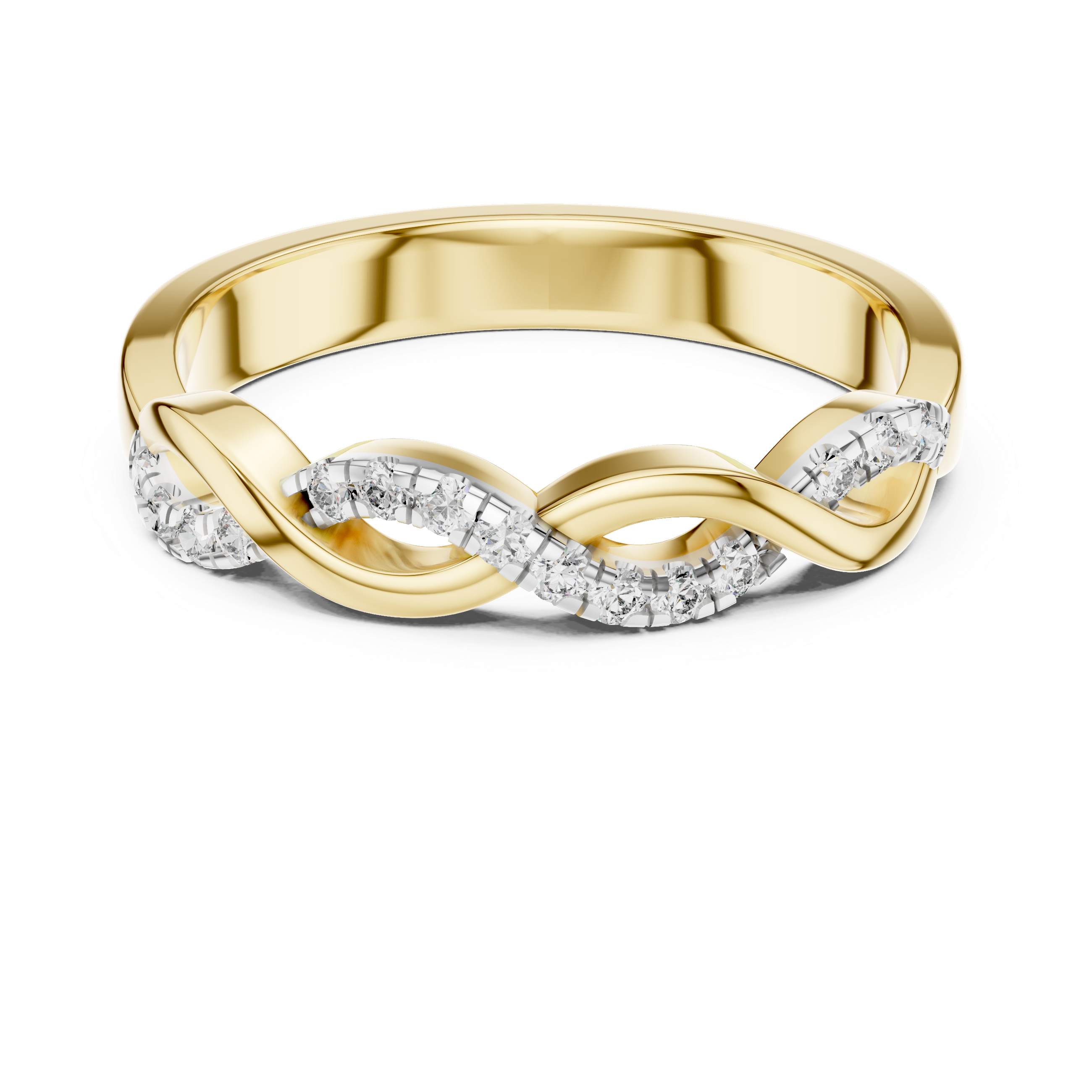 Round Cut Diamond Infinity Twist Pavé Band Ring