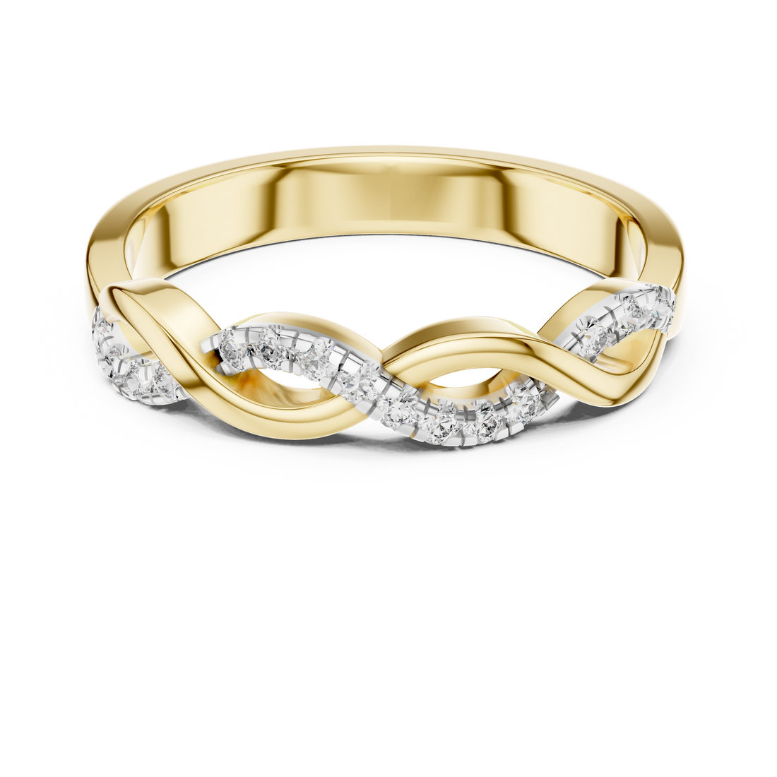 Round Cut Diamond Infinity Twist Pavé Band Ring