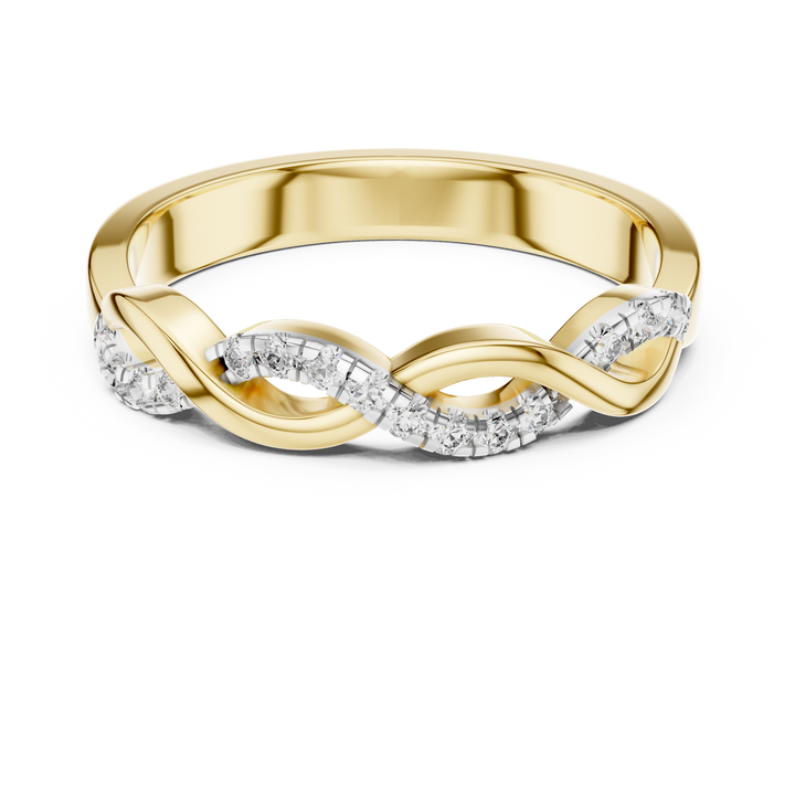 Round Cut Diamond Infinity Twist Pavé Band Ring